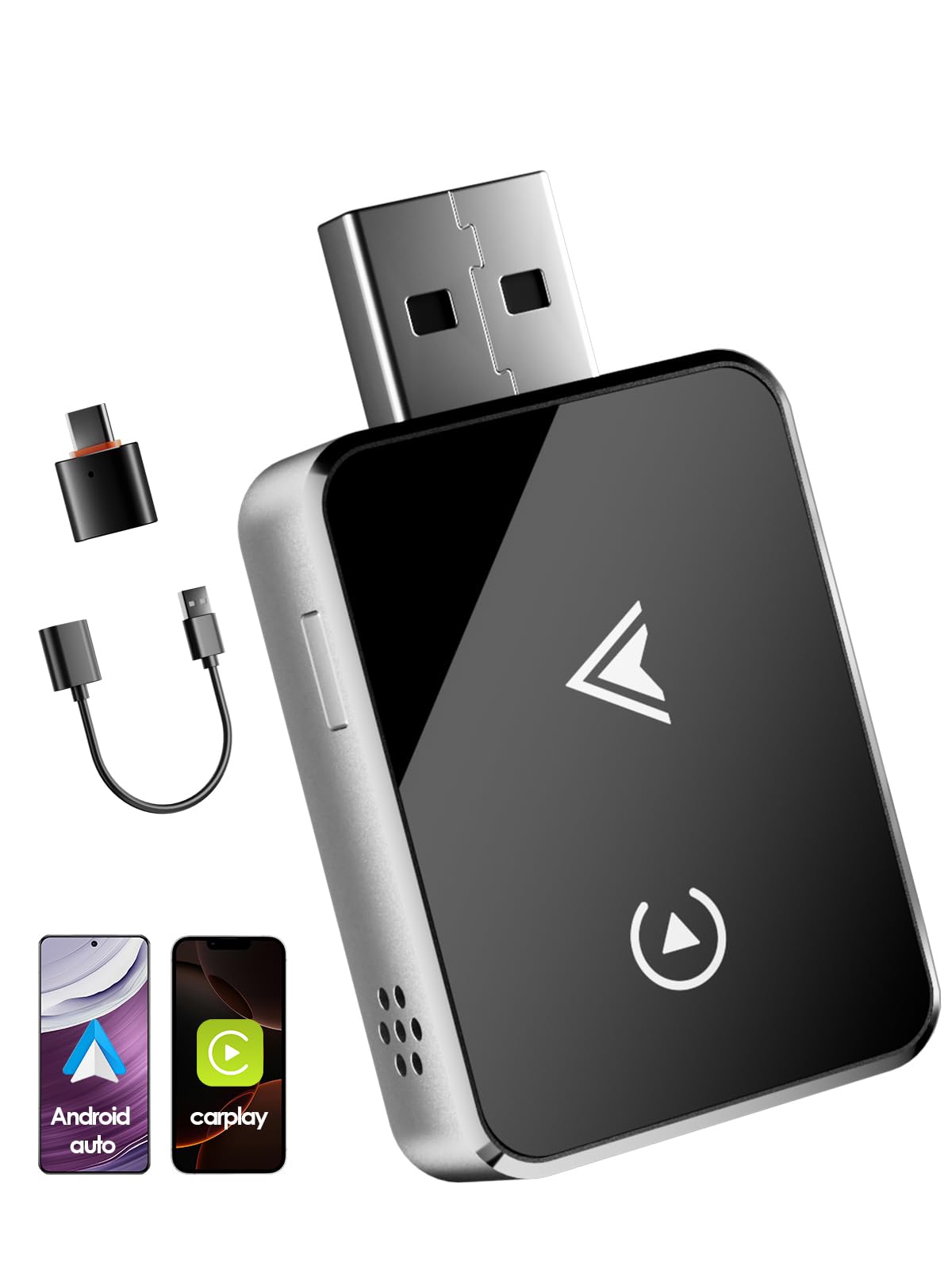 Wireless Adapter 2-in-1 for CarPlay/Android Auto, PARPAT Conversion from Wired to Wireless with USB/Type-C, Stable Connection and No Lag, Compatible with iPhone/Android