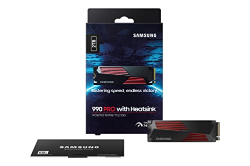 Samsung 990 PRO NVMe M.2 SSD, 2 TB, PCIe 4.0, 7,450 MB/s Read, 6,900 MB/s Write, Internal SSD, Internal SSD for Gaming and Video Editing, Black, MZ-V9P2T0BW 