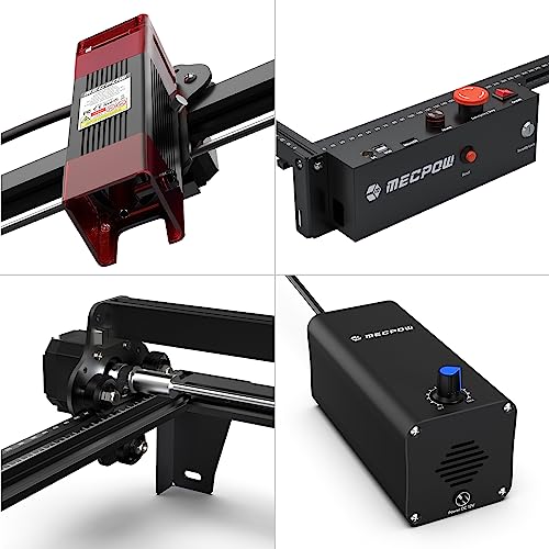 Mecpow X3 Pro Laser Engraving Machine with Air Assistance, 10W Engraving Machine Laser Cutter for Wood and Metal, 60W CNC Milling Machine with Emergency Stop, Flame and Gyro Detection, 410 x 400mm Area 