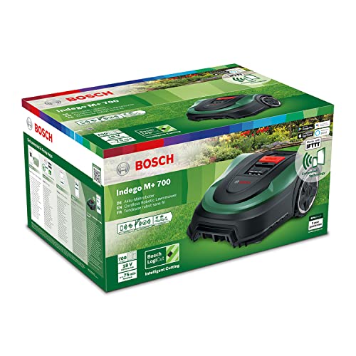 Bosch Home and Garden Indego XS 300 Robot Lawnmower (with Integrated 18 V Battery, Charging Station Included, Cutting Width 19 cm, for Lawns up to 300 m², in Box) Black, Green 