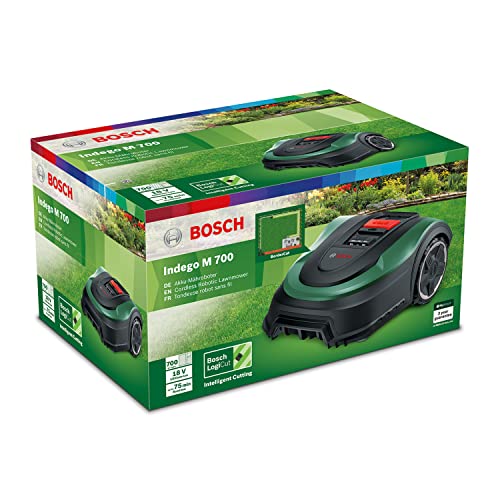 Bosch Home and Garden Indego XS 300 Robot Lawnmower (with Integrated 18 V Battery, Charging Station Included, Cutting Width 19 cm, for Lawns up to 300 m², in Box) Black, Green 