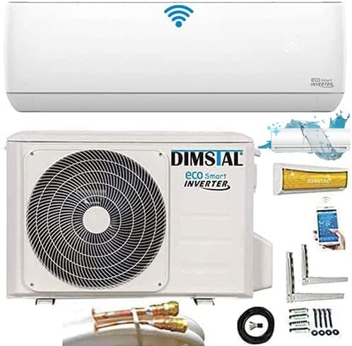 Quick-Connect INVERTER 3.5kW 12000BTU very quiet split air conditioner with self-cleaning air conditioner ECO Smart WiFi/WLAN complete set including copper pipes with heating function (3.5kW with WiFi/App function) 