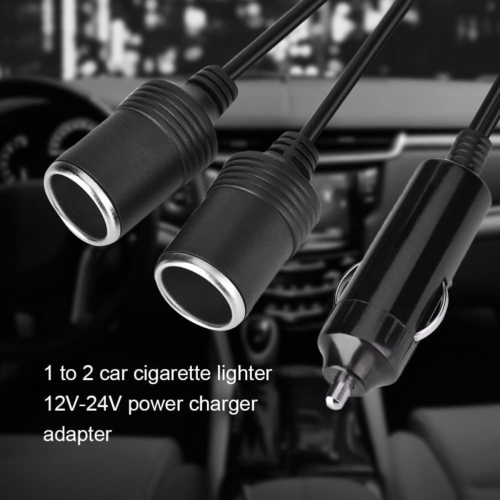 GTIWUNG Car Motorcycle Cigarette Lighter Plug Adapter THREE-Way Socket Splitter, 1 to 2 Car Cigarette Lighter Plugs 12V/24V 
