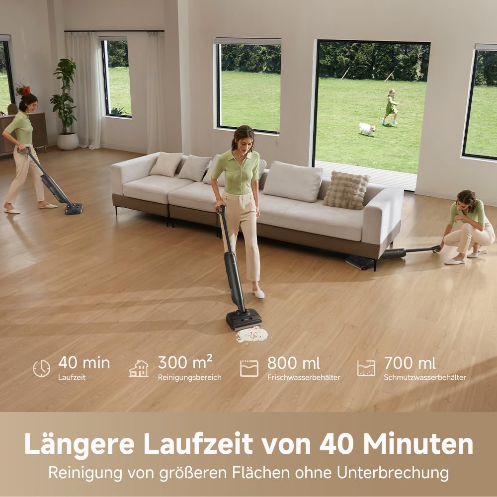 Mova X4 Pro Nass-Trocken-Sauger 20.000 Pa, Heißwasser-Wischfunktion, Tangle-Free, Selbstreinigung bei 100 °C, Push-In-Basisstation, LED-Bürstenkopf, Doppelkante, intelligente Saugkraftregelung