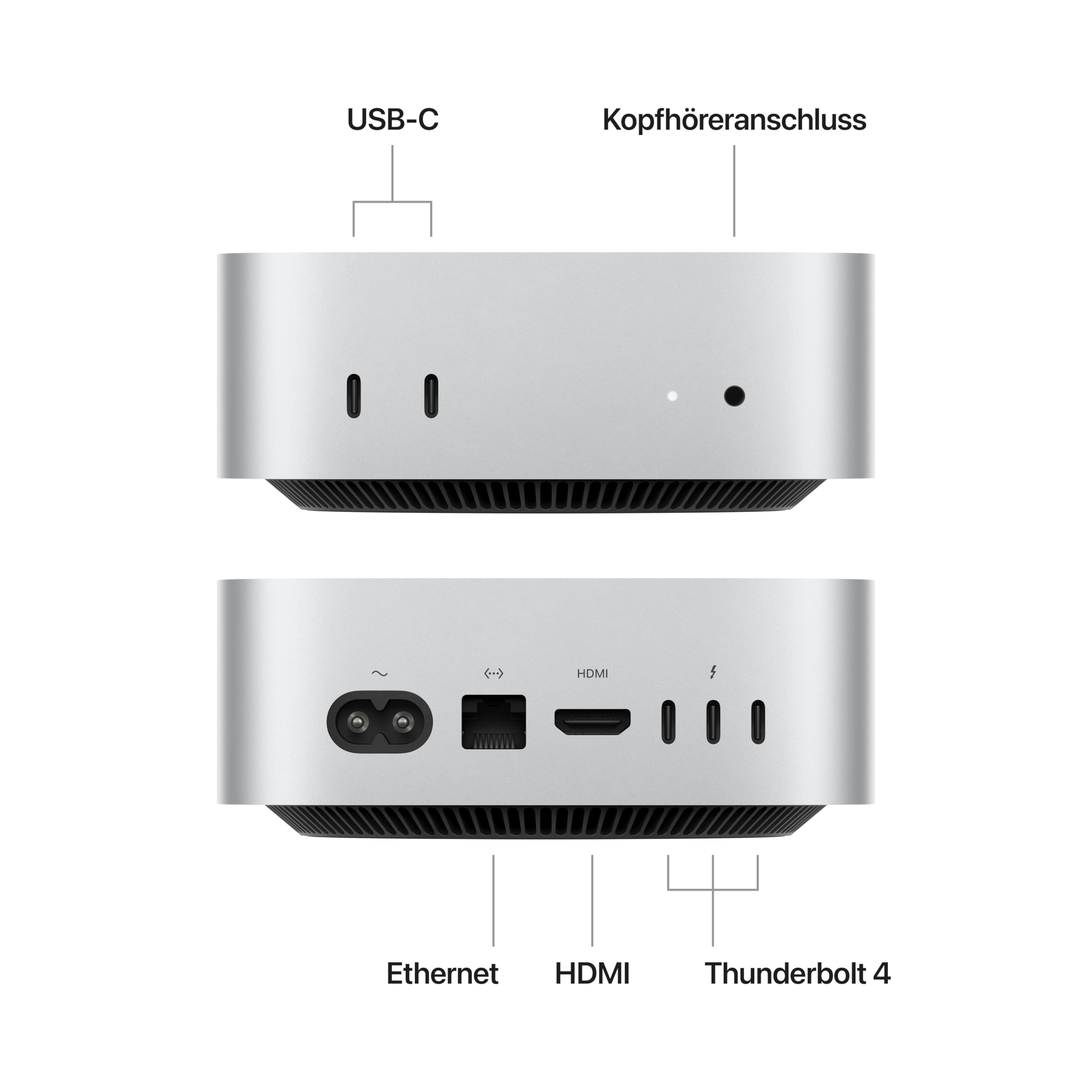 Apple Mac mini desktop computer with M4 chip with 10-core CPU and 10-core GPU: 16 GB of shared memory, 256 GB SSD storage, Gigabit Ethernet. Works with iPhone/iPad 