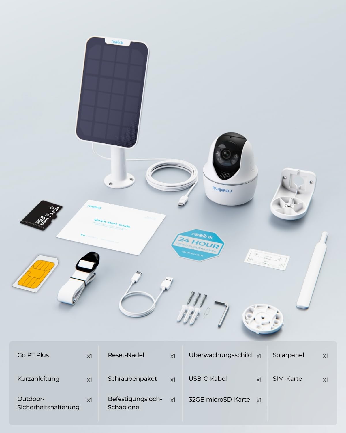 Reolink 3G/4G LTE Security Camera with SIM Card, 5MP 355°/140° PTZ Solar Camera Outdoor, Color Night Vision, Person/Pet Detection, Alarm Filtering, Standalone, Go PT Plus+Solar Panel+32GB microSD 