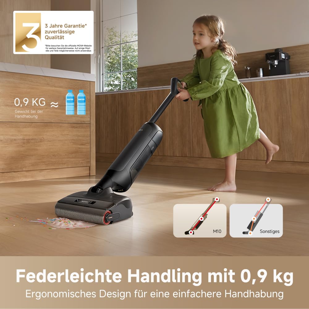 Mova X4 Pro Nass-Trocken-Sauger 20.000 Pa, Heißwasser-Wischfunktion, Tangle-Free, Selbstreinigung bei 100 °C, Push-In-Basisstation, LED-Bürstenkopf, Doppelkante, intelligente Saugkraftregelung