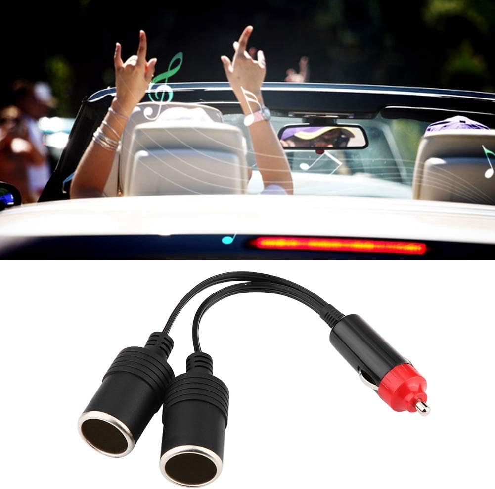 GTIWUNG Car Motorcycle Cigarette Lighter Plug Adapter THREE-Way Socket Splitter, 1 to 2 Car Cigarette Lighter Plugs 12V/24V 
