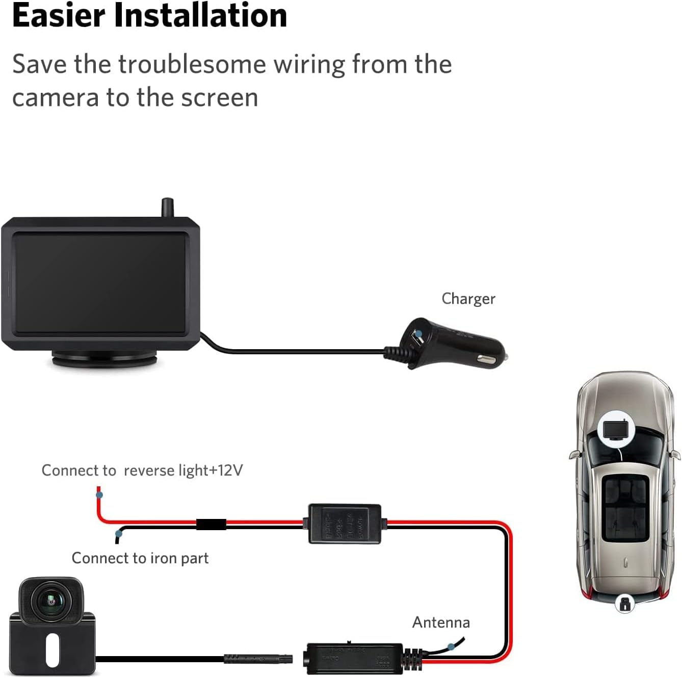 Digital Wireless Rear View Camera Set K7PRO supports 2 cameras, wireless rear view cameras with stable signal, 5" HD monitor, wireless rear view camera with IP68 waterproof camera, night vision 