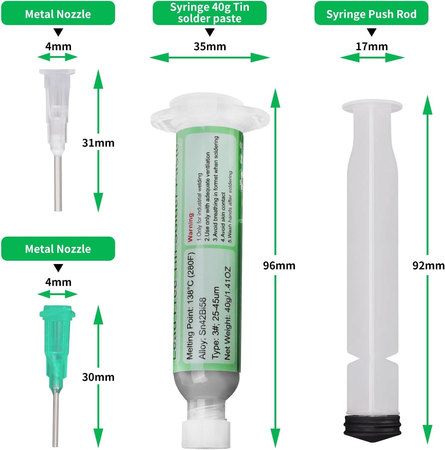 Gruiqrd Syringe Solder Paste Flux Sn42 Bi58, Lead-Free Solder Paste, Soldering Flux Tin Paste, Low Temperature Solder Paste 138 Degrees, for BGA LED SMD SMT Solder (1.41oz/40g) 