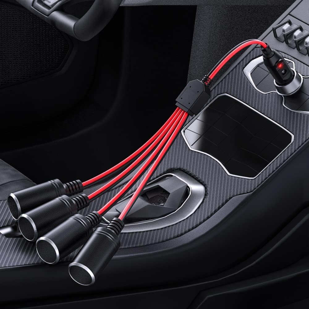 GTIWUNG Car Motorcycle Cigarette Lighter Plug Adapter THREE-Way Socket Splitter, 1 to 2 Car Cigarette Lighter Plugs 12V/24V 