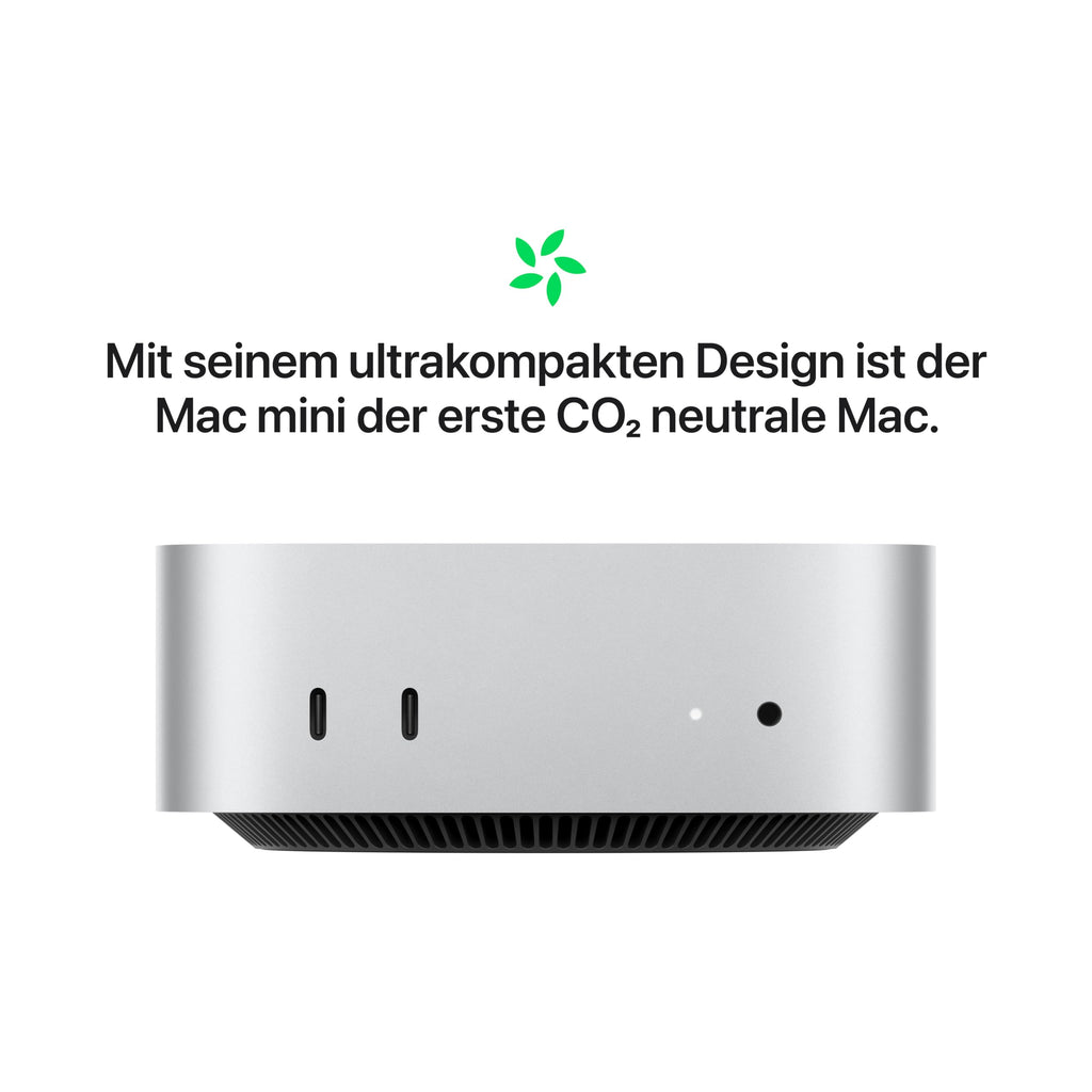Apple Mac mini desktop computer with M4 chip with 10-core CPU and 10-core GPU: 16 GB of shared memory, 256 GB SSD storage, Gigabit Ethernet. Works with iPhone/iPad 