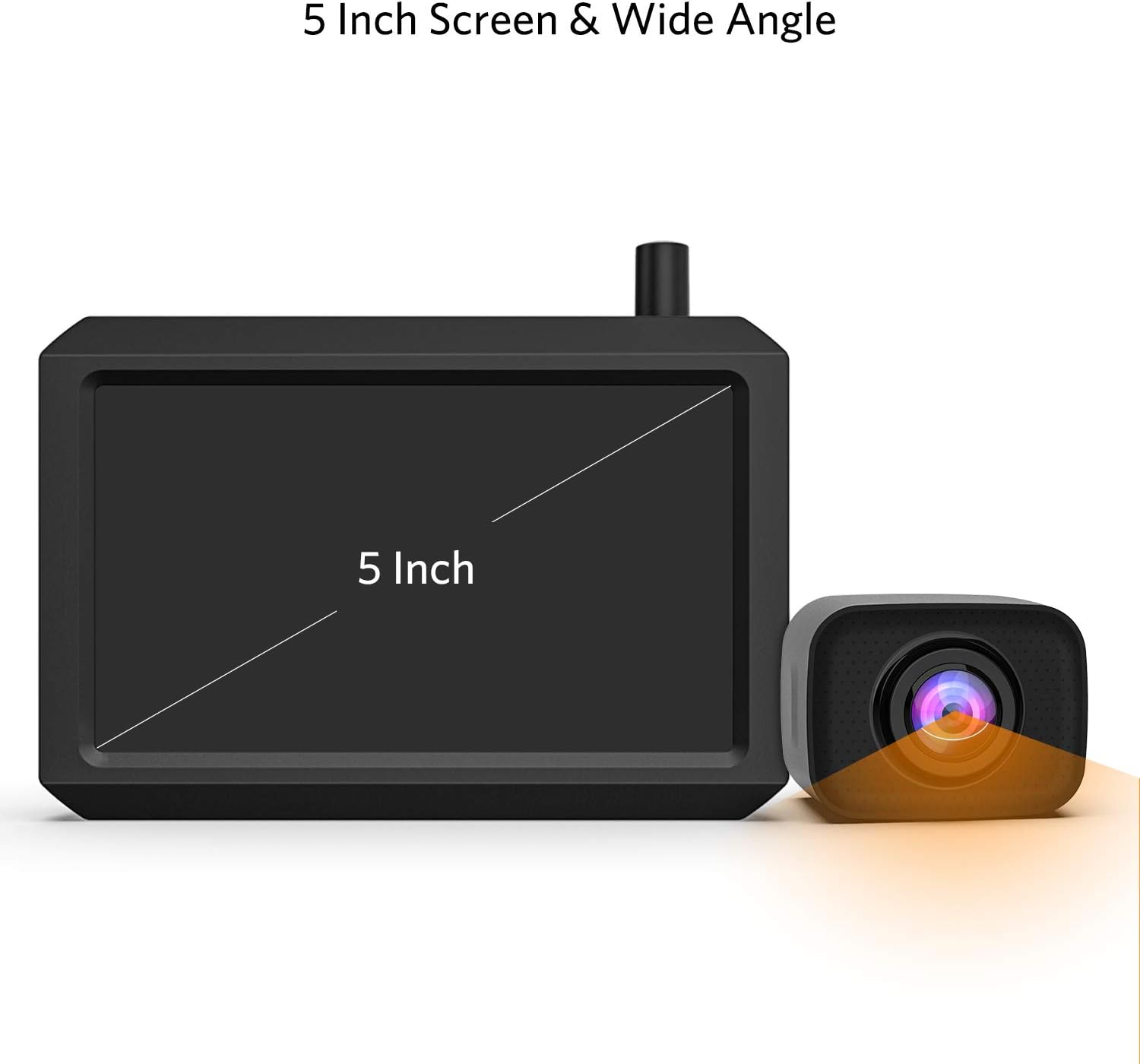 Digital Wireless Rear View Camera Set K7PRO supports 2 cameras, wireless rear view cameras with stable signal, 5" HD monitor, wireless rear view camera with IP68 waterproof camera, night vision 