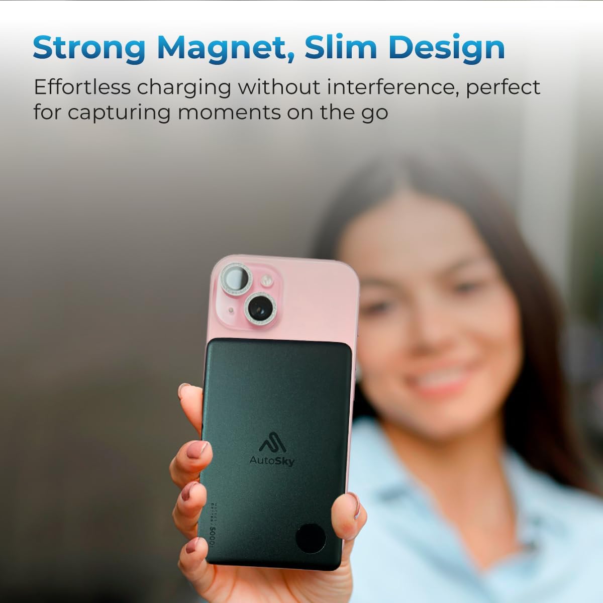AutoSky Magnetic Power Bank 5000mAh | Wireless &amp; USB-C | LED Display 
