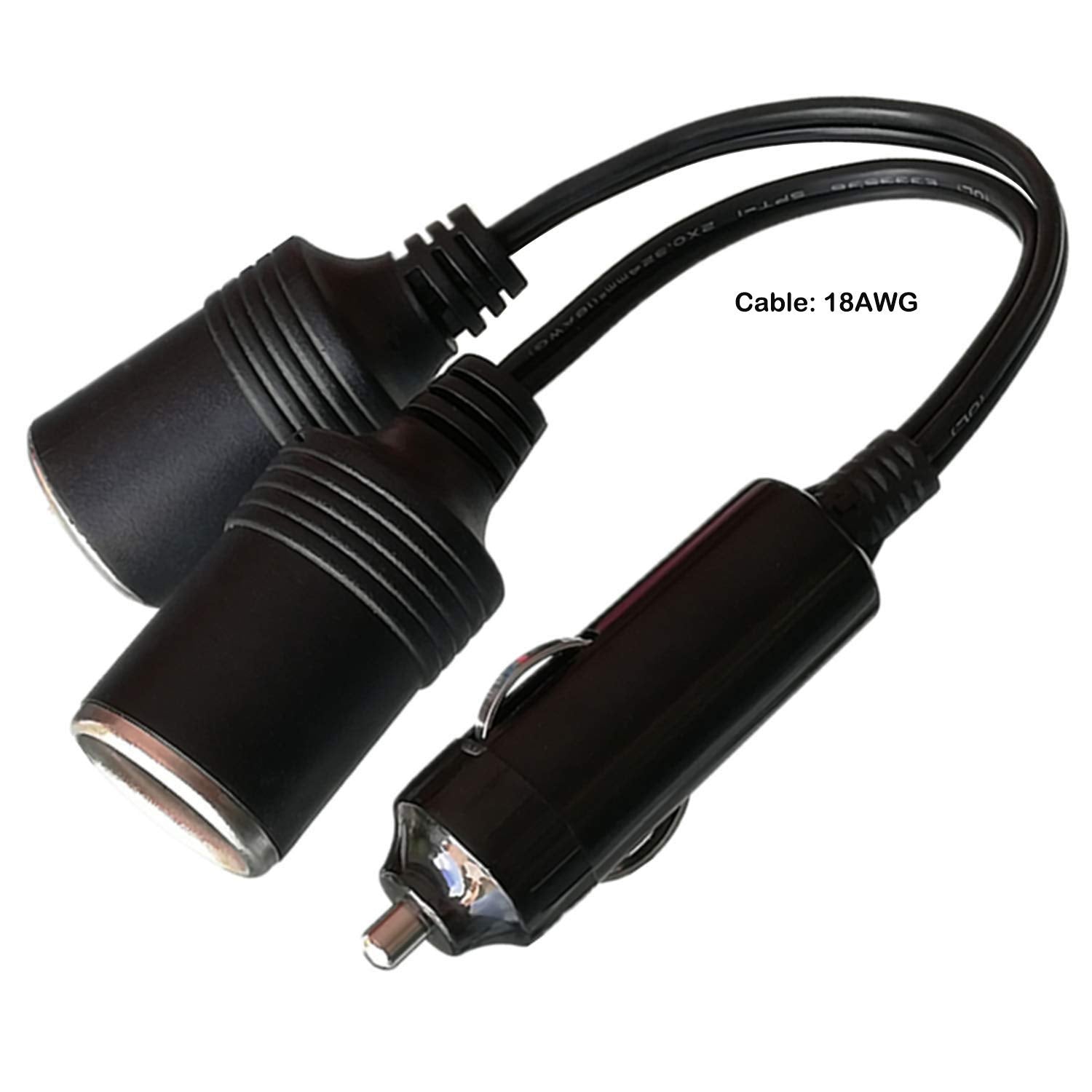 GTIWUNG Car Motorcycle Cigarette Lighter Plug Adapter THREE-Way Socket Splitter, 1 to 2 Car Cigarette Lighter Plugs 12V/24V 