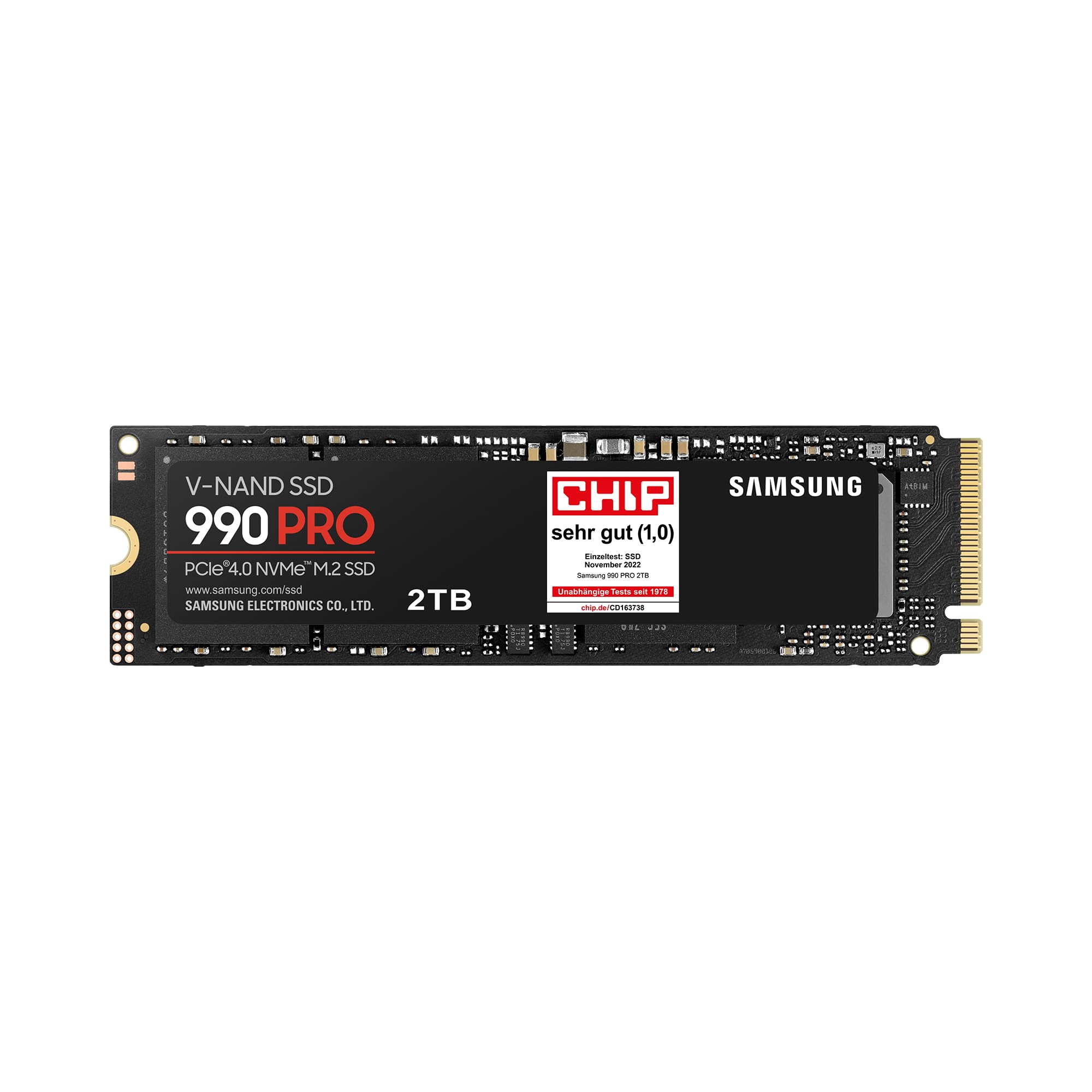 Samsung 990 PRO NVMe M.2 SSD, 2 TB, PCIe 4.0, 7,450 MB/s Read, 6,900 MB/s Write, Internal SSD, Internal SSD for Gaming and Video Editing, Black, MZ-V9P2T0BW 