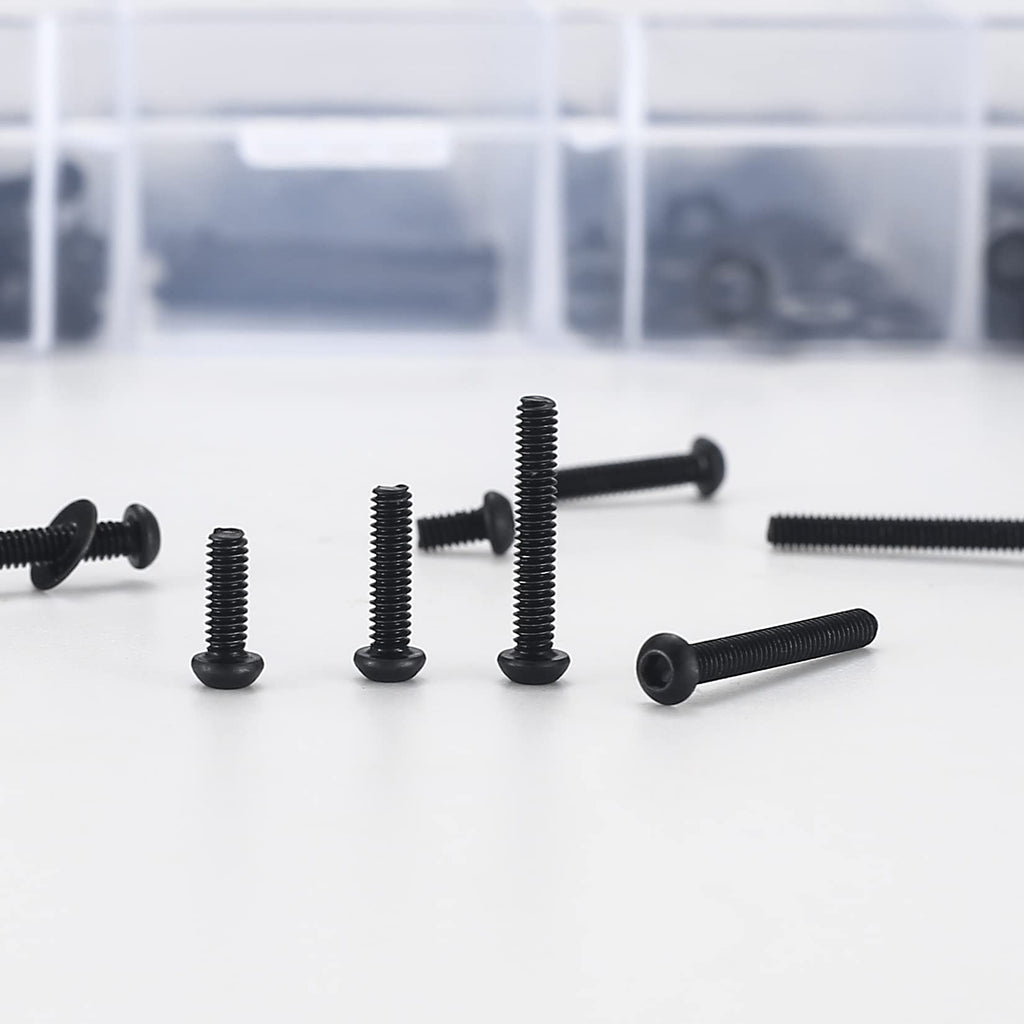 410pcs M2 Countersunk Head Hex Socket Screws, 10.9 Carbon Steel Full Thread Machine Screws, Nuts and Washers Assortment with Allen Keys 
