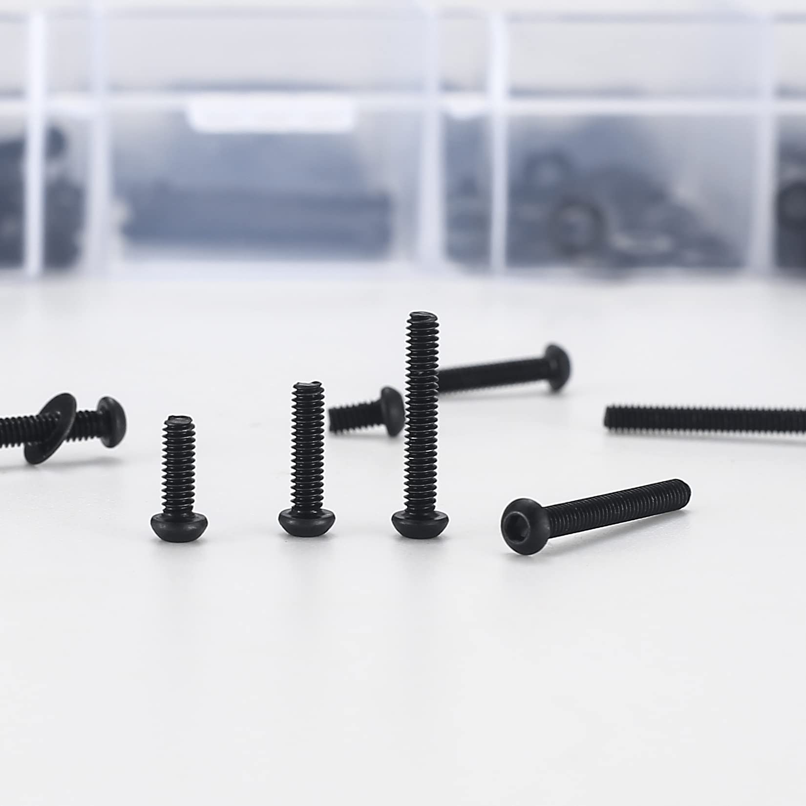 410pcs M2 Countersunk Head Hex Socket Screws, 10.9 Carbon Steel Full Thread Machine Screws, Nuts and Washers Assortment with Allen Keys 