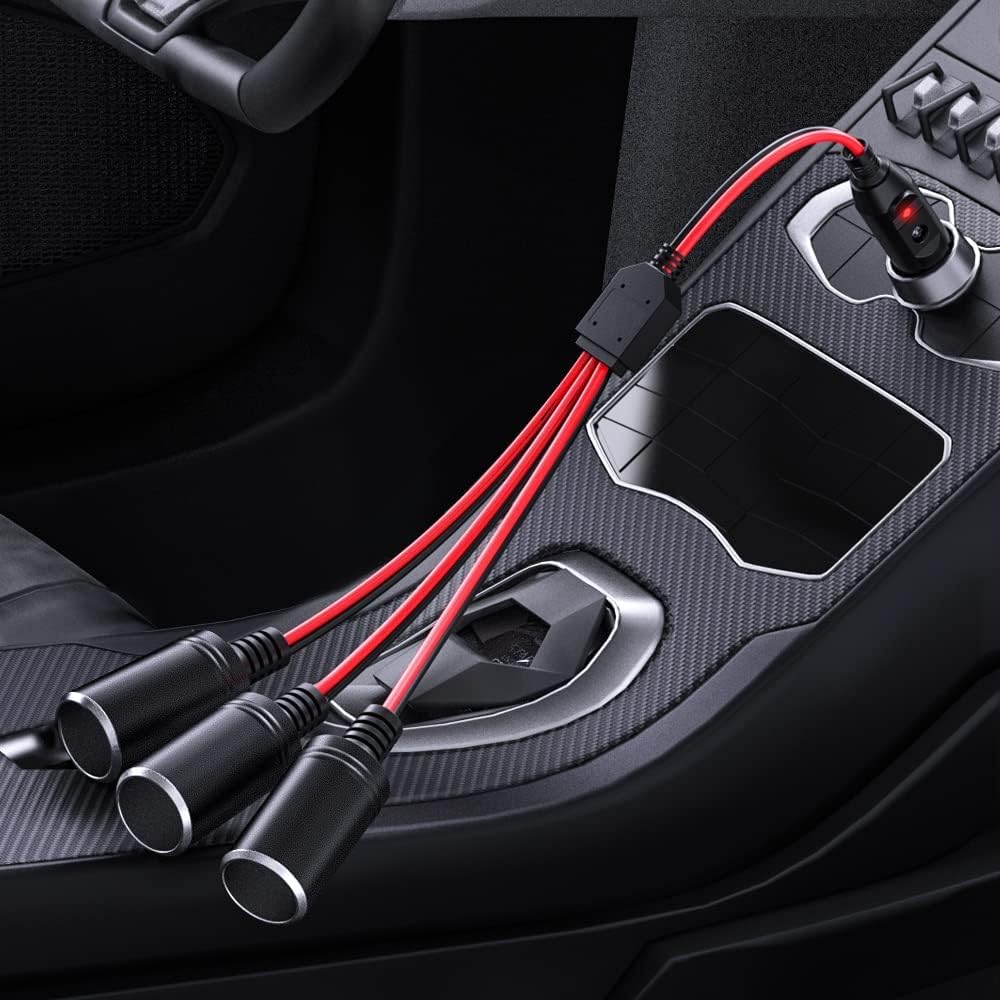 GTIWUNG Car Motorcycle Cigarette Lighter Plug Adapter THREE-Way Socket Splitter, 1 to 2 Car Cigarette Lighter Plugs 12V/24V 