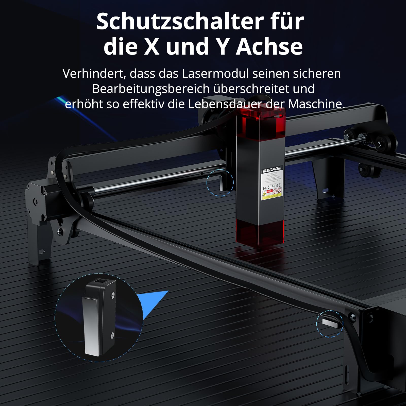 Mecpow X3 Pro Laser Engraving Machine with Air Assistance, 10W Engraving Machine Laser Cutter for Wood and Metal, 60W CNC Milling Machine with Emergency Stop, Flame and Gyro Detection, 410 x 400mm Area 