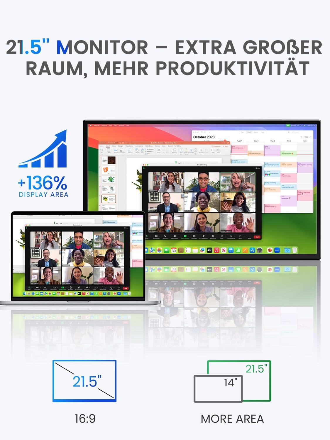 UPERFECT Portable Monitor Touchscreen 21.5 inch 120Hz Portable Monitor Touchscreen 1300:1 1080P Screen Integrated Mount HDMI USB C for PC Laptop Game Console, Metal Case VESA Compatible 