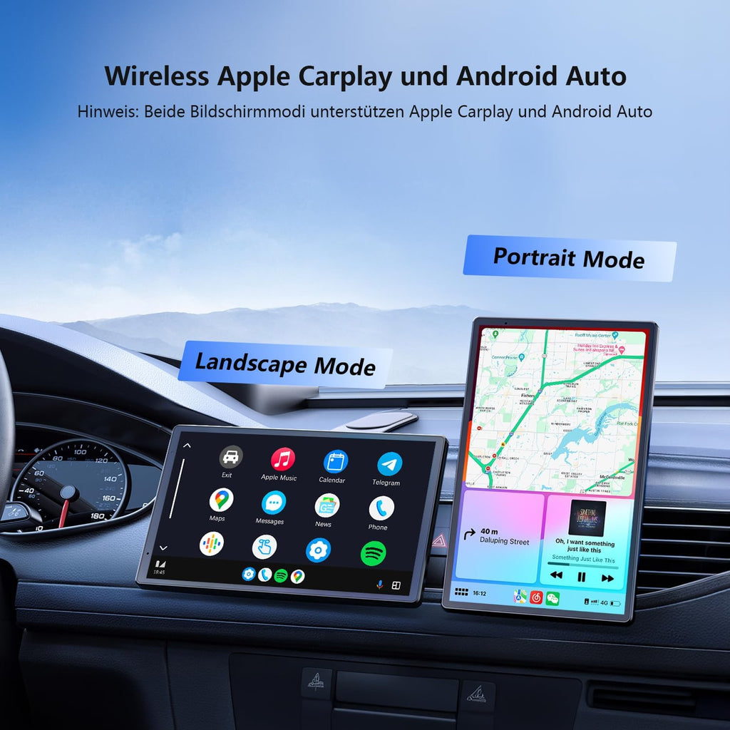Krunia 8'' Portable Carplay Display for Apple CarPlay &amp; Android Auto, 1440x900 HD Display, Magnetic Mount, OTA Updates, Rear View Camera, Bluetooth, Voice Control, GPS Navigation 