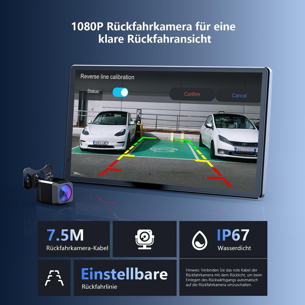 Krunia 8'' Portable Carplay Display for Apple CarPlay &amp; Android Auto, 1440x900 HD Display, Magnetic Mount, OTA Updates, Rear View Camera, Bluetooth, Voice Control, GPS Navigation 