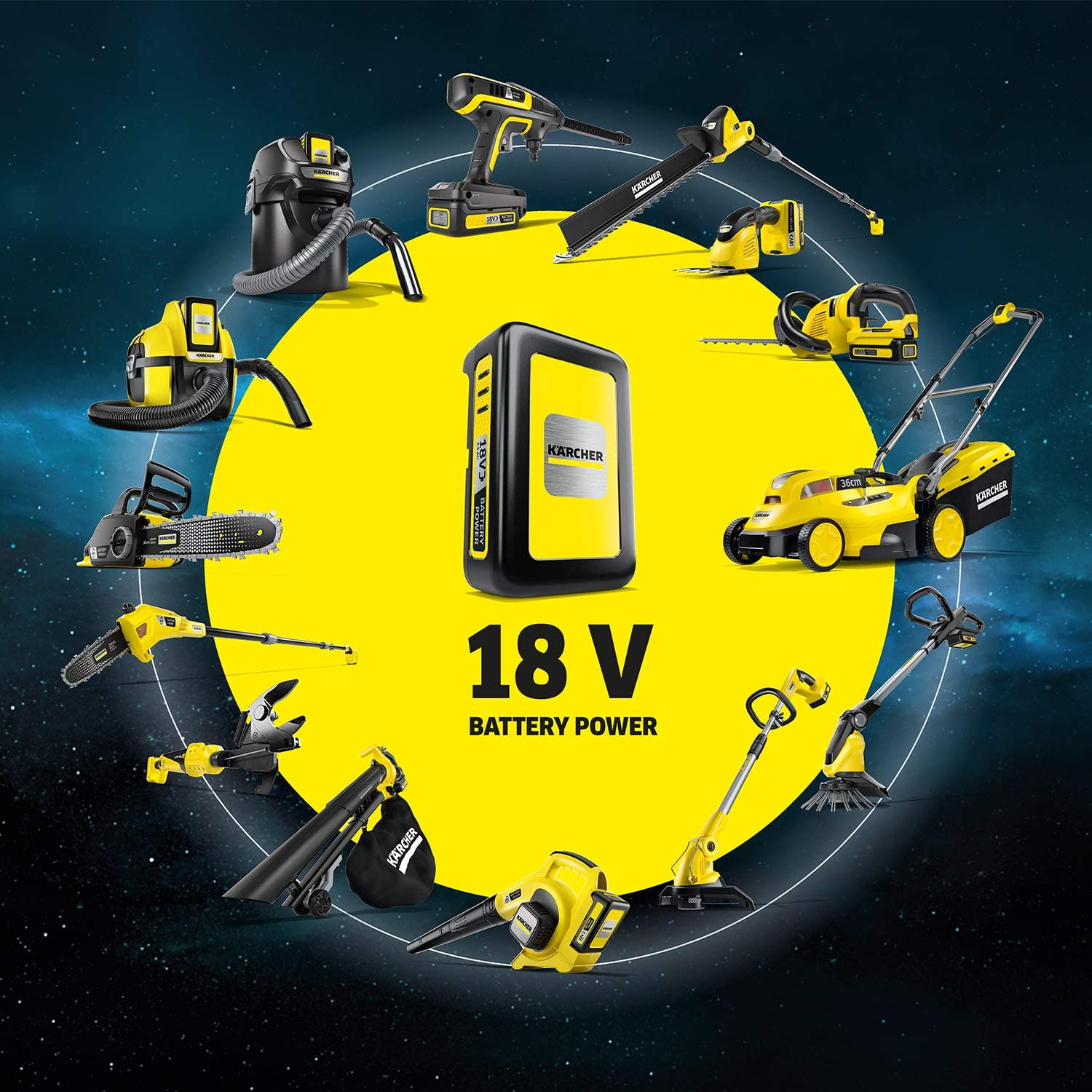 Kärcher 18 V cordless weed remover WRE 18-55, nylon bristle head with max. 2,800 rpm, pivoting cleaning head, telescopic handle, for use with the Kärcher 18 V battery, without battery 