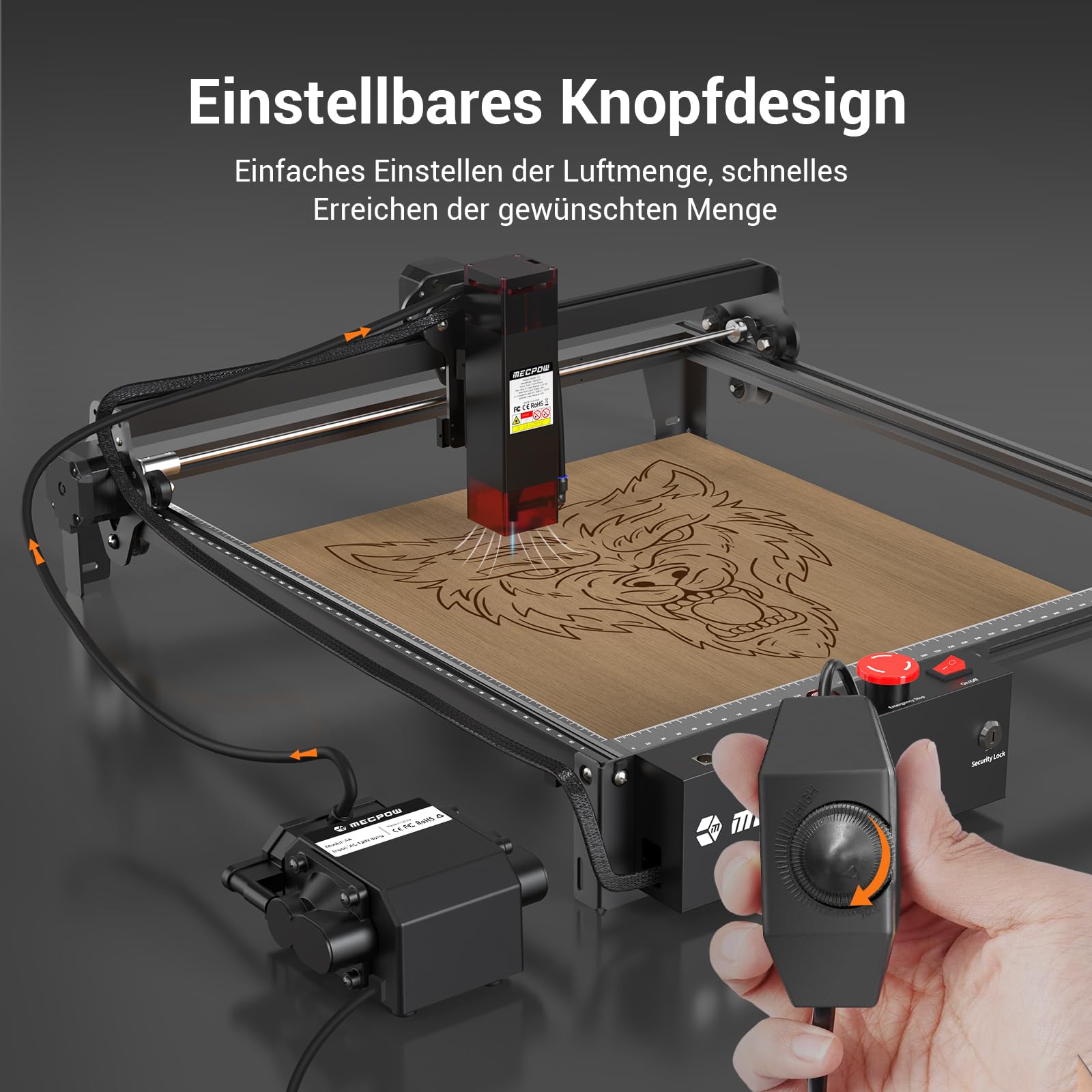 Mecpow X3 Pro Laser Engraving Machine with Air Assistance, 10W Engraving Machine Laser Cutter for Wood and Metal, 60W CNC Milling Machine with Emergency Stop, Flame and Gyro Detection, 410 x 400mm Area 
