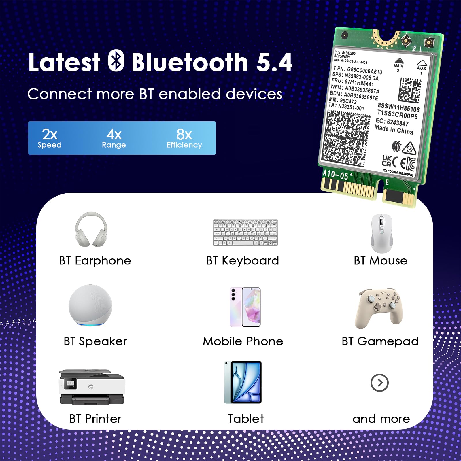 WAVLINK WiFi 7 PCIe Card BE8800 for Desktop PC, Tri-Band BE200 Wireless Adapter with Bluetooth 5.4, MU-MIMO, WPA3, for Windows 10/11 (64bit), Does Not Support AMD Motherboards 