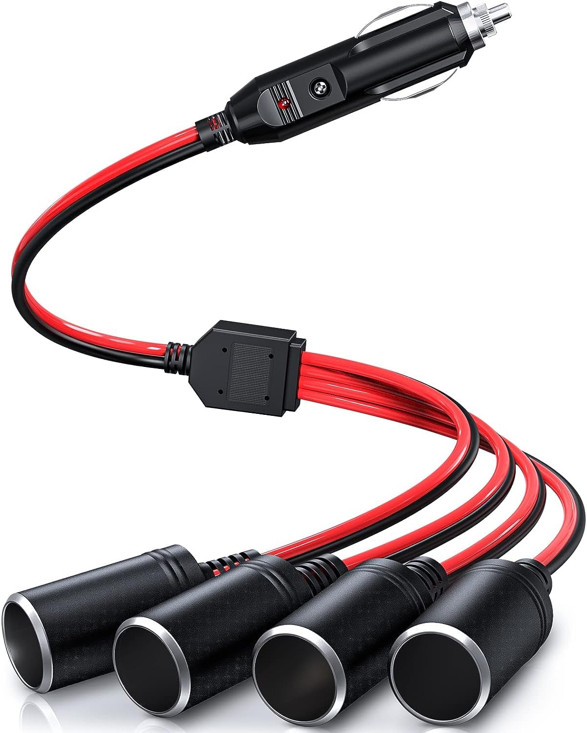 GTIWUNG Car Motorcycle Cigarette Lighter Plug Adapter THREE-Way Socket Splitter, 1 to 2 Car Cigarette Lighter Plugs 12V/24V 