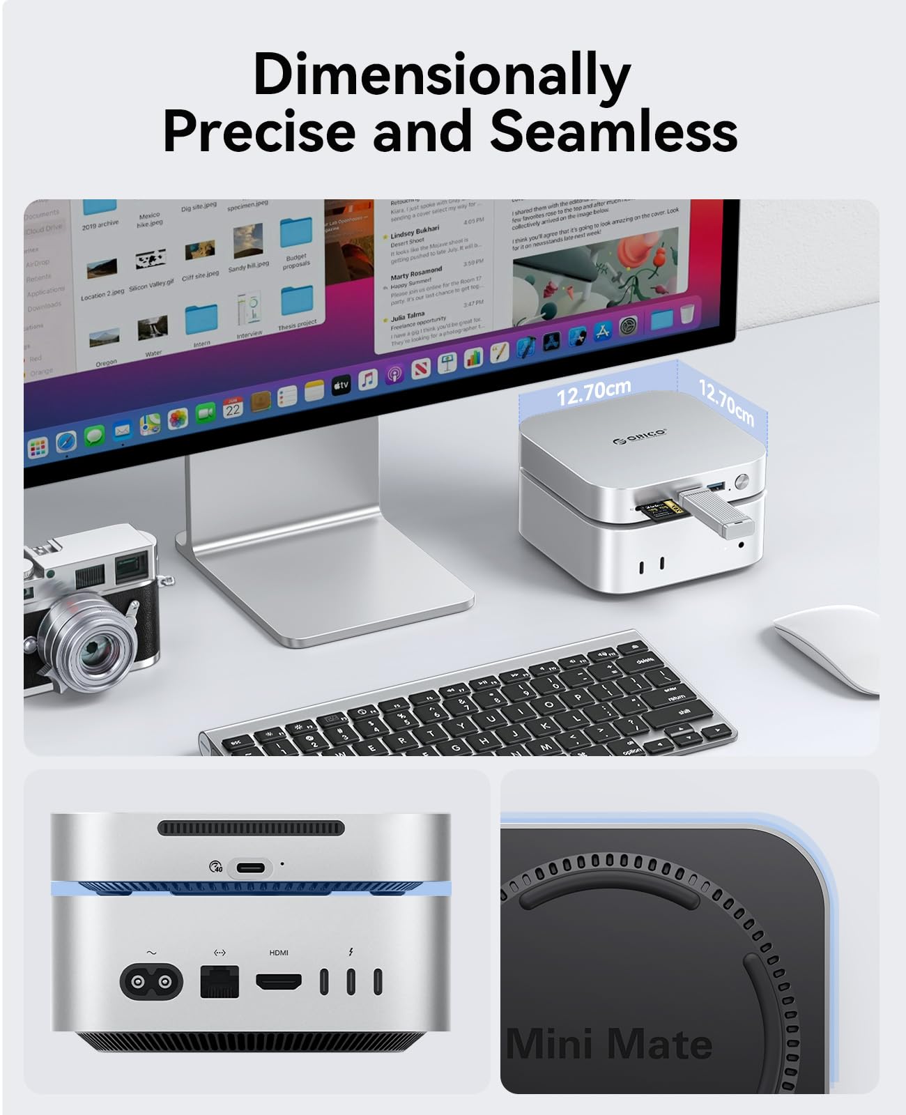 ORICO Minimata 1TB Storage &amp; Docking Station, External SSD Expansion for Mac mini M4, up to 1000MB/s, USB 3.2/SD/TF/Audio Ports, Seamless Design - M4Max 
