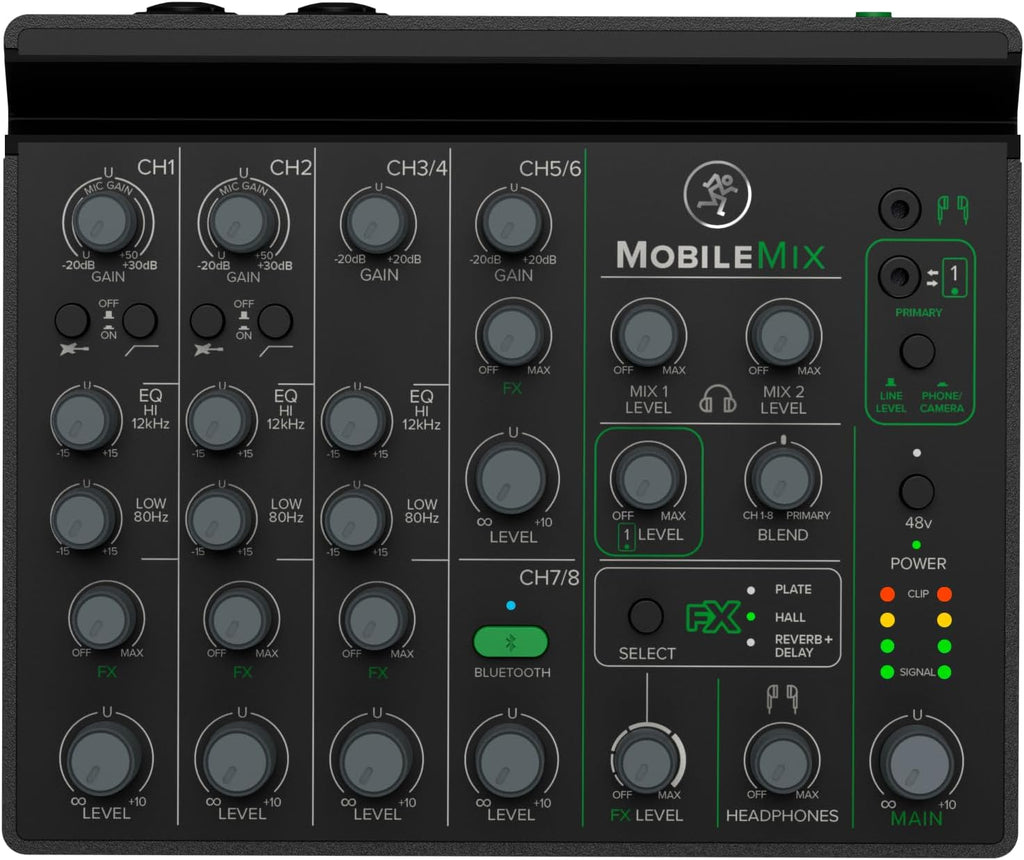 MobileMix 8-channel USB-powered mixer for A/V production, live sound, and streaming 
