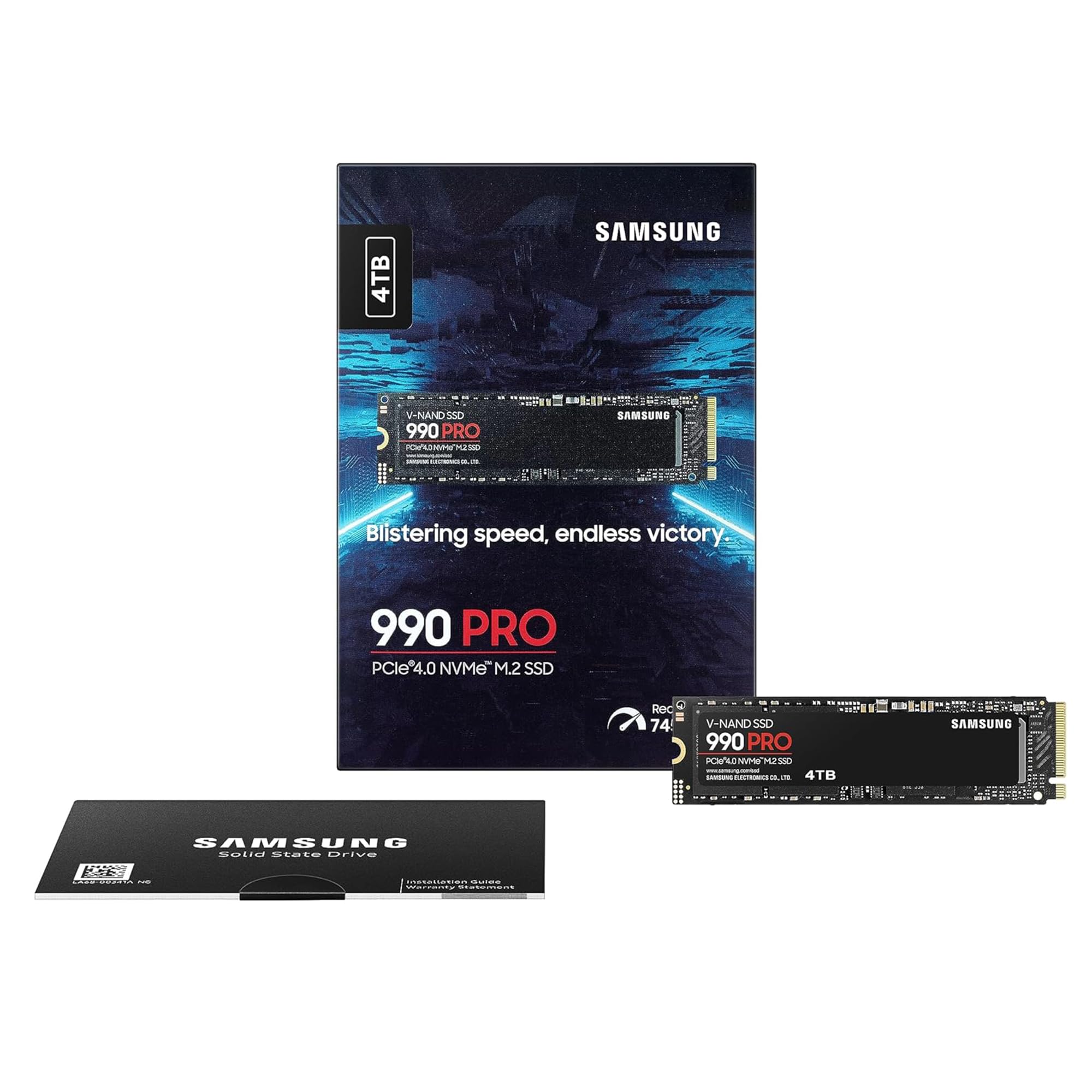 Samsung 990 PRO NVMe M.2 SSD, 2 TB, PCIe 4.0, 7,450 MB/s Read, 6,900 MB/s Write, Internal SSD, Internal SSD for Gaming and Video Editing, Black, MZ-V9P2T0BW 