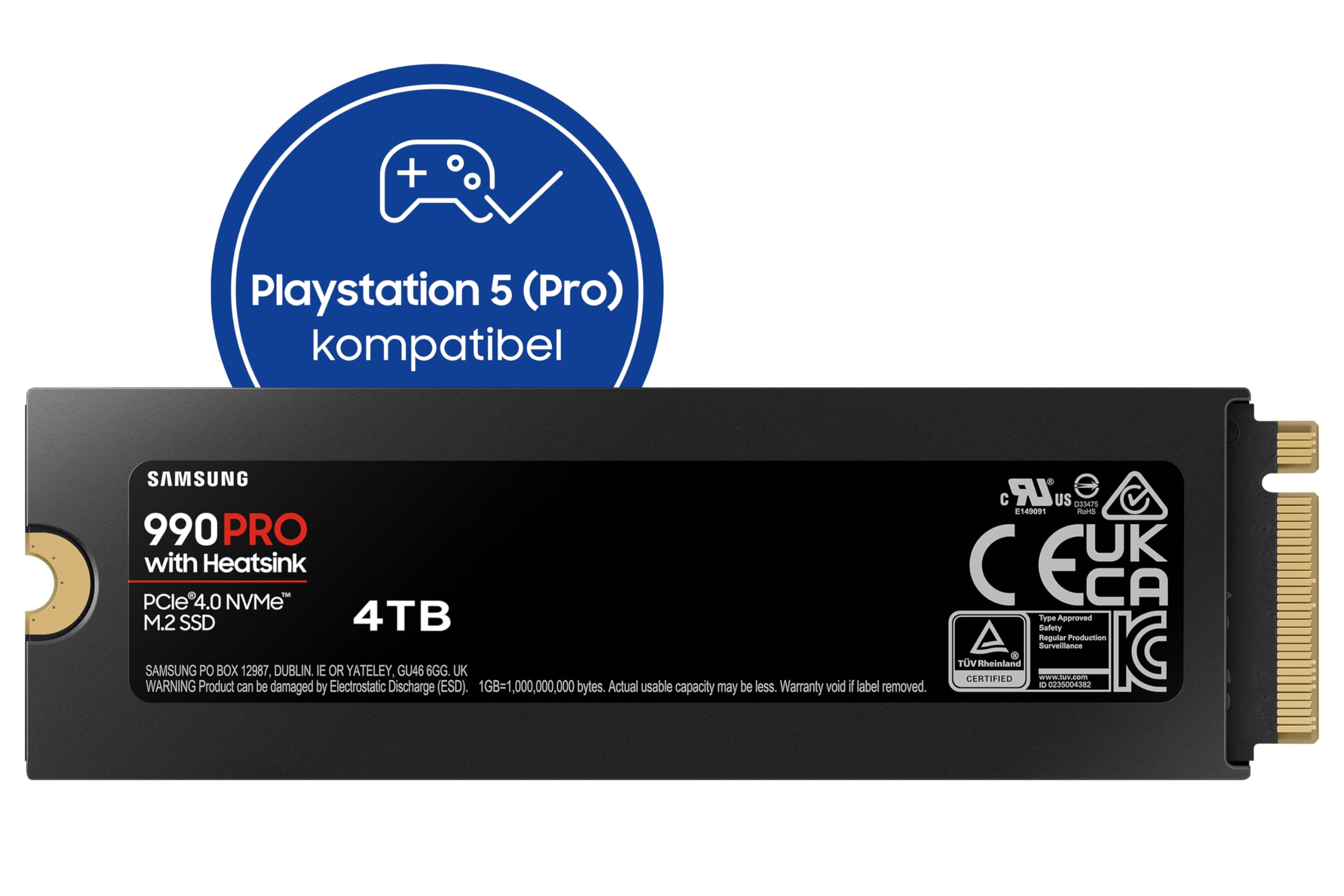 Samsung 990 PRO NVMe M.2 SSD, 2 TB, PCIe 4.0, 7,450 MB/s Read, 6,900 MB/s Write, Internal SSD, Internal SSD for Gaming and Video Editing, Black, MZ-V9P2T0BW 