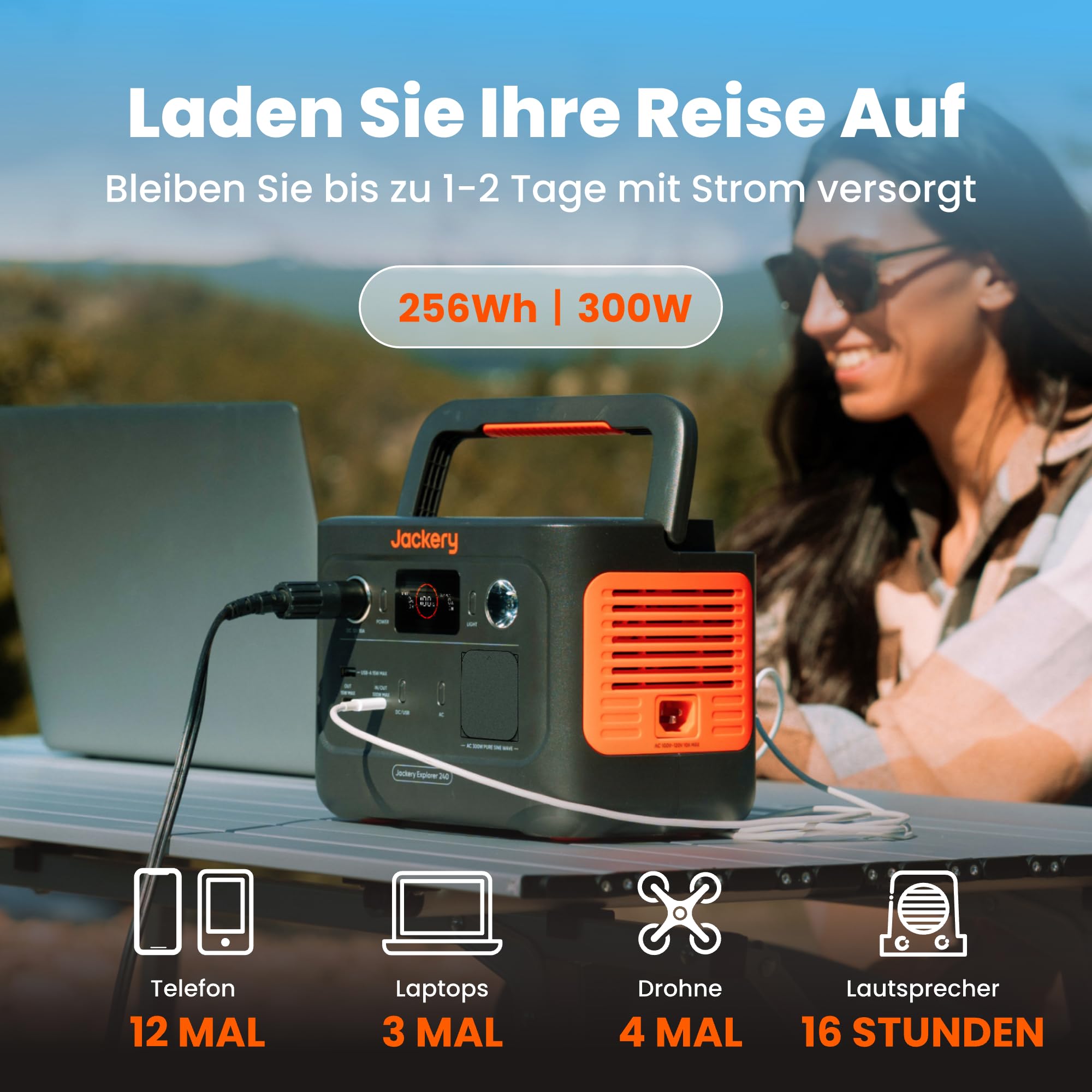 Jackery 240 v2 Solar Generator with 40W Solar Panel, 256Wh LiFePO4 Battery, 300W AC &amp; 100W USB-C Output for Outdoor, Camping &amp; Emergency (2024 New) 