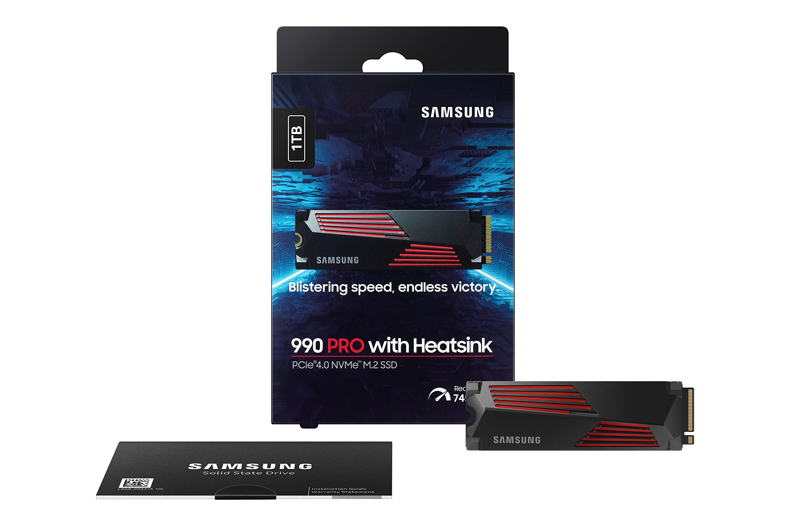 Samsung 990 PRO NVMe M.2 SSD, 2 TB, PCIe 4.0, 7,450 MB/s Read, 6,900 MB/s Write, Internal SSD, Internal SSD for Gaming and Video Editing, Black, MZ-V9P2T0BW 