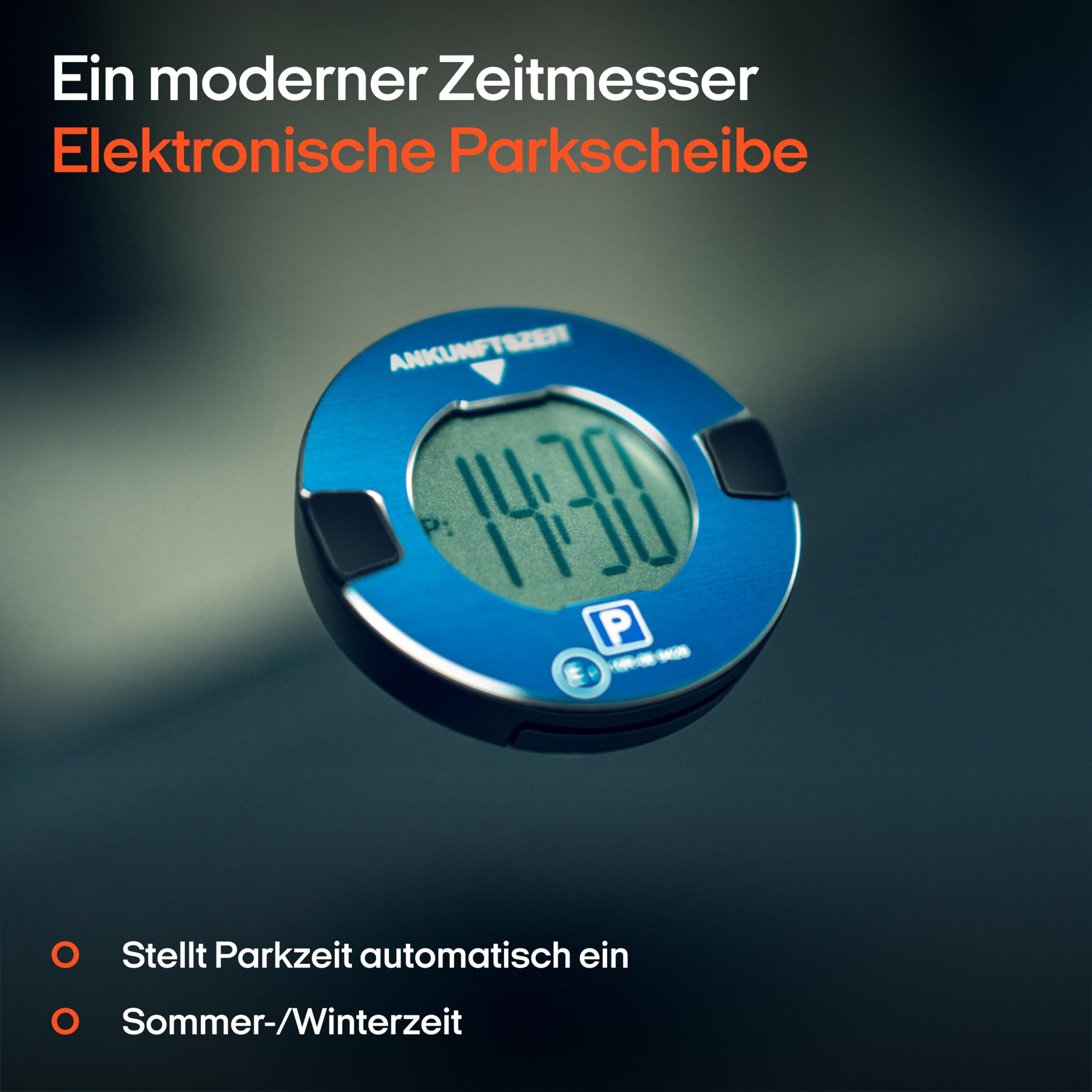 OOONO P-DISC NO1 - Electronic parking disc with approval for cars - Automatic digital parking disc electric with approval from the KBA according to StVO - Electric parking meter car approved 