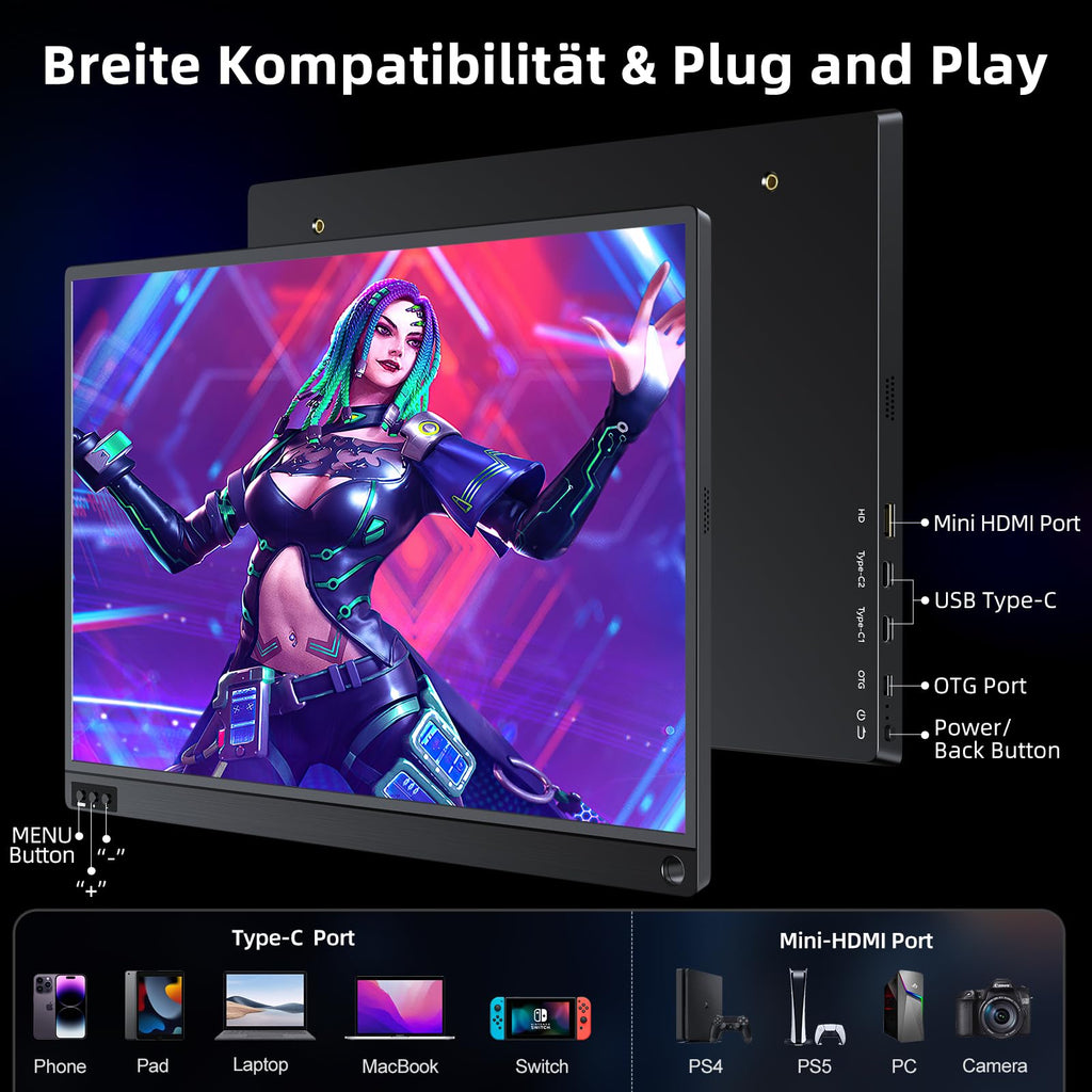 UPERFECT Portable Monitor Touchscreen 21.5 inch 120Hz Portable Monitor Touchscreen 1300:1 1080P Screen Integrated Mount HDMI USB C for PC Laptop Game Console, Metal Case VESA Compatible 