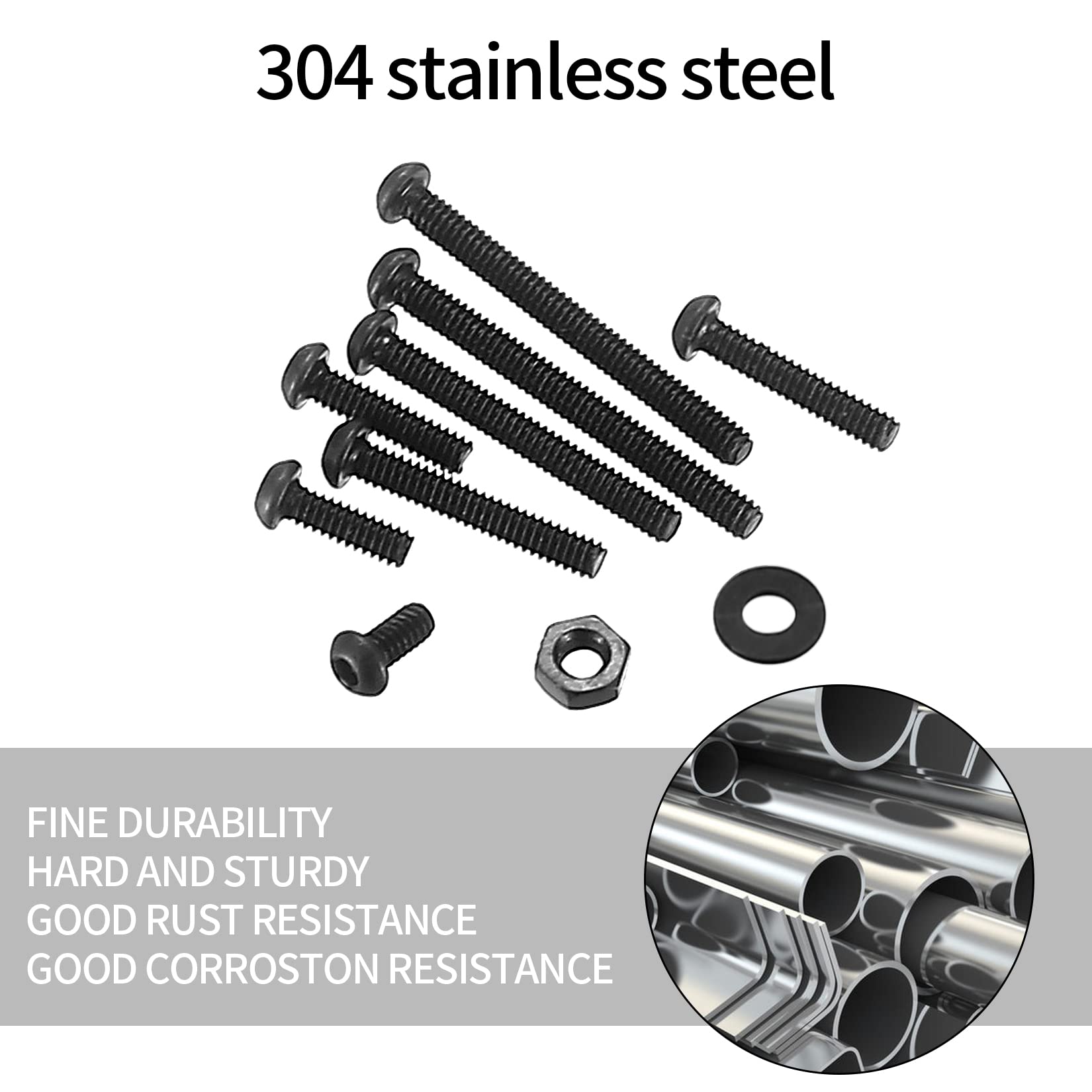 410pcs M2 Countersunk Head Hex Socket Screws, 10.9 Carbon Steel Full Thread Machine Screws, Nuts and Washers Assortment with Allen Keys 