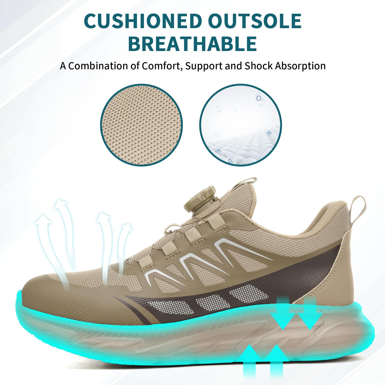 RASEARY Safety Shoes Work Shoes Men Women Comfortable Steel Toe Cap Shoes Lightweight Breathable Industrial Work Shoes with Swivel Buckles Laces 