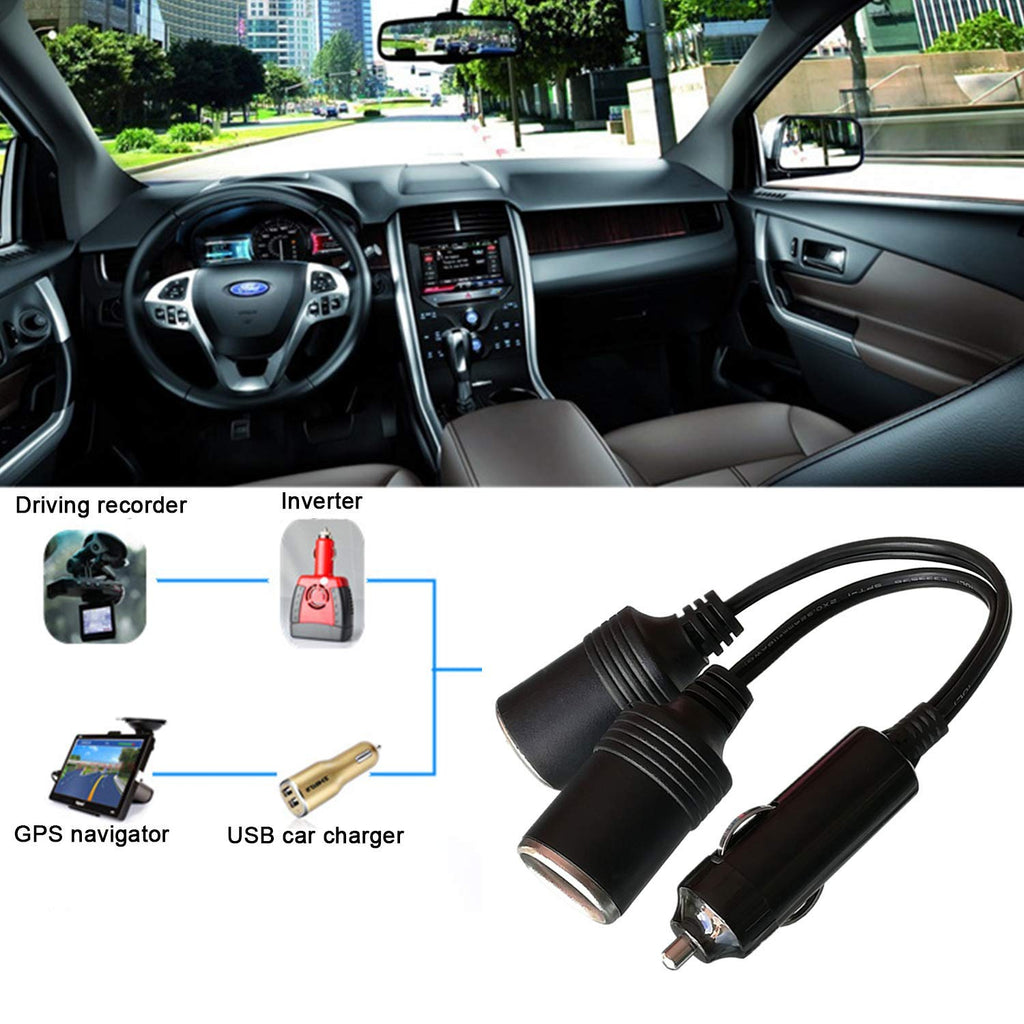 GTIWUNG Car Motorcycle Cigarette Lighter Plug Adapter THREE-Way Socket Splitter, 1 to 2 Car Cigarette Lighter Plugs 12V/24V 