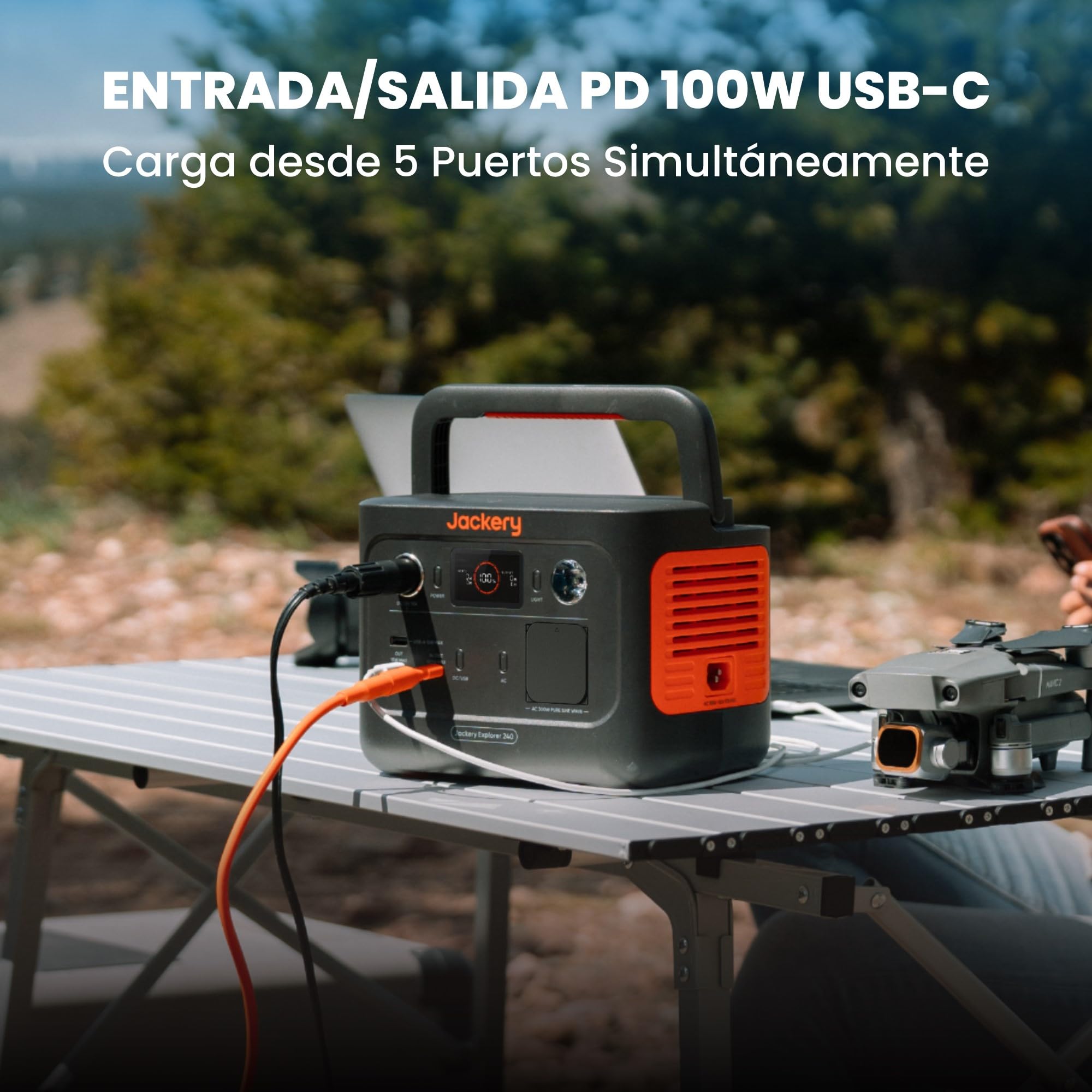 Jackery 240 v2 Solar Generator with 40W Solar Panel, 256Wh LiFePO4 Battery, 300W AC &amp; 100W USB-C Output for Outdoor, Camping &amp; Emergency (2024 New) 