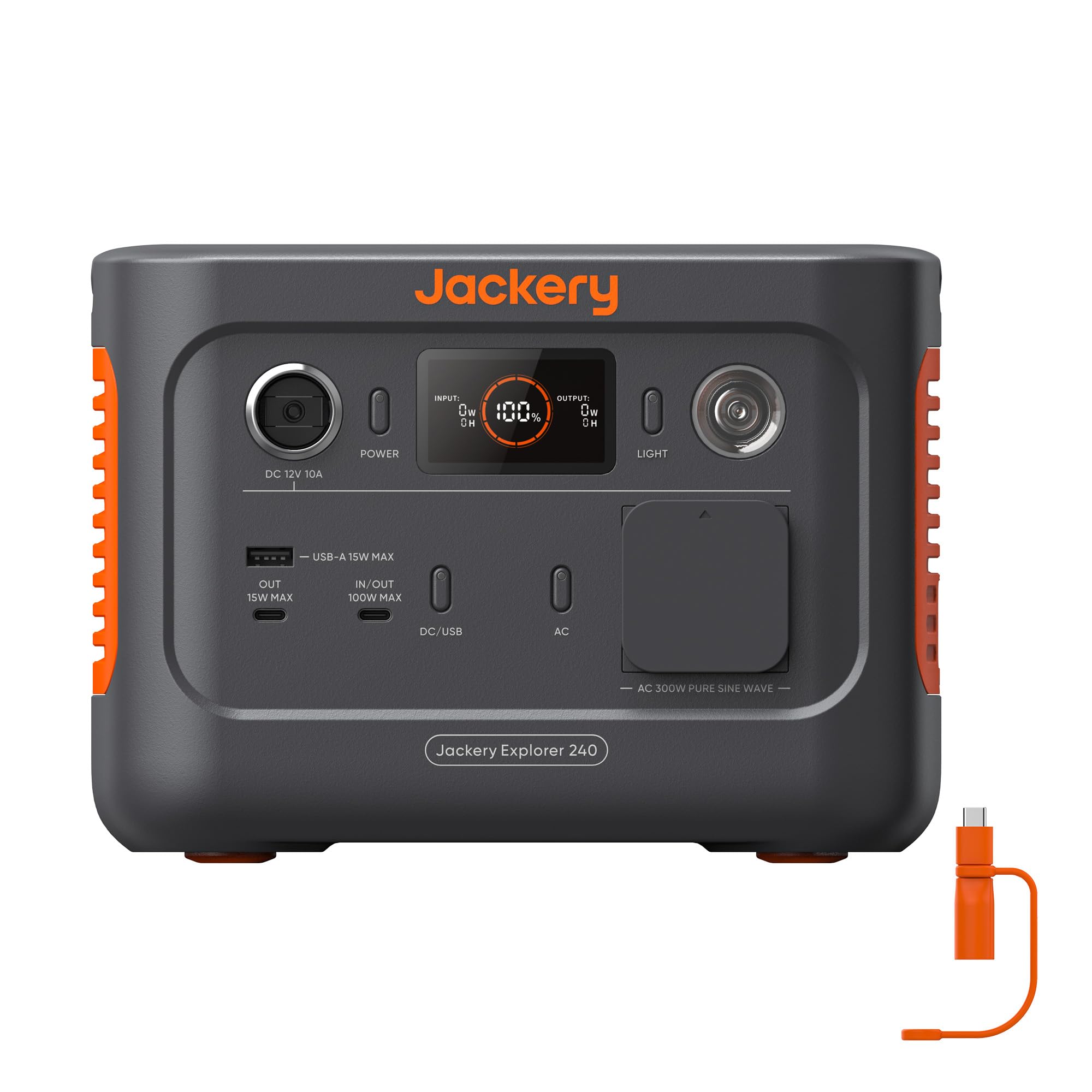 Jackery 240 v2 Solar Generator with 40W Solar Panel, 256Wh LiFePO4 Battery, 300W AC &amp; 100W USB-C Output for Outdoor, Camping &amp; Emergency (2024 New) 