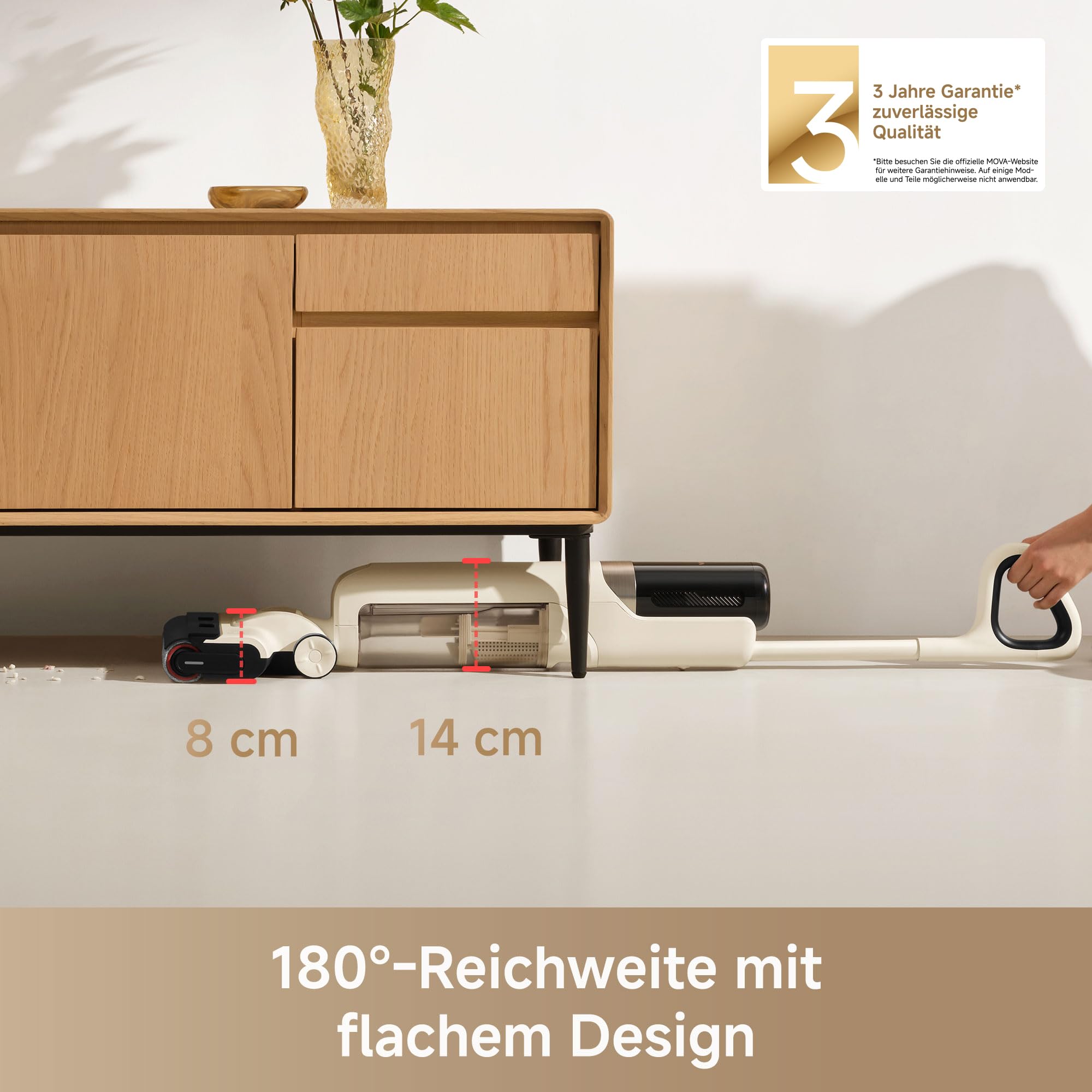 Mova X4 Pro Nass-Trocken-Sauger 20.000 Pa, Heißwasser-Wischfunktion, Tangle-Free, Selbstreinigung bei 100 °C, Push-In-Basisstation, LED-Bürstenkopf, Doppelkante, intelligente Saugkraftregelung