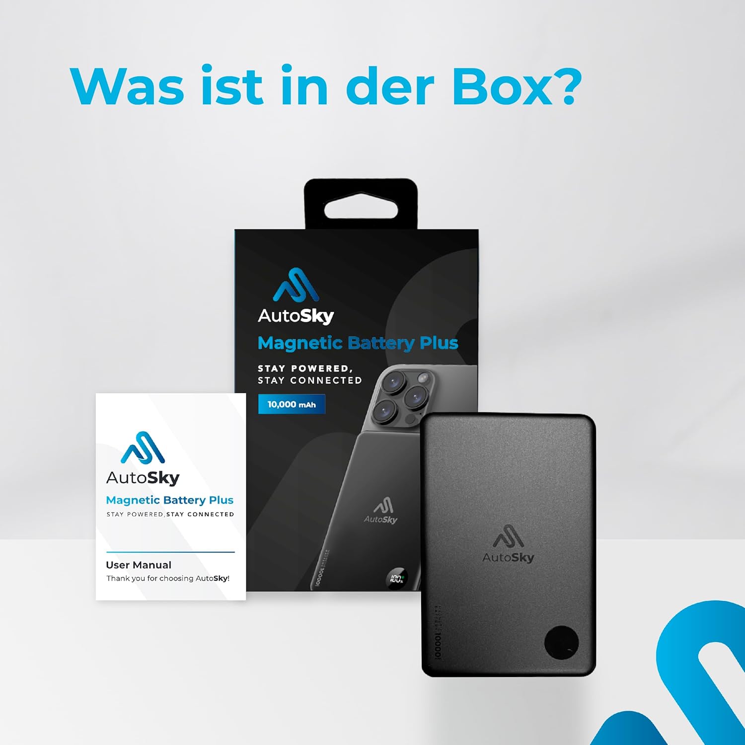 AutoSky Magnetic Power Bank 10,000 mAh | Wireless &amp; USB-C | LED Display (APB-200) 