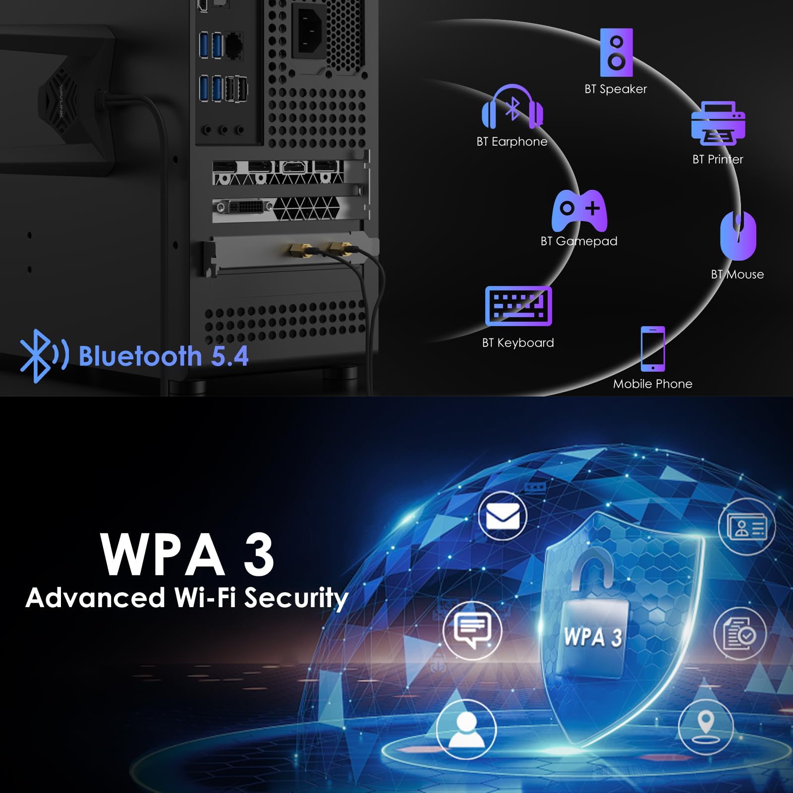 WAVLINK WiFi 7 PCIe Card BE8800 for Desktop PC, Tri-Band BE200 Wireless Adapter with Bluetooth 5.4, MU-MIMO, WPA3, for Windows 10/11 (64bit), Does Not Support AMD Motherboards 
