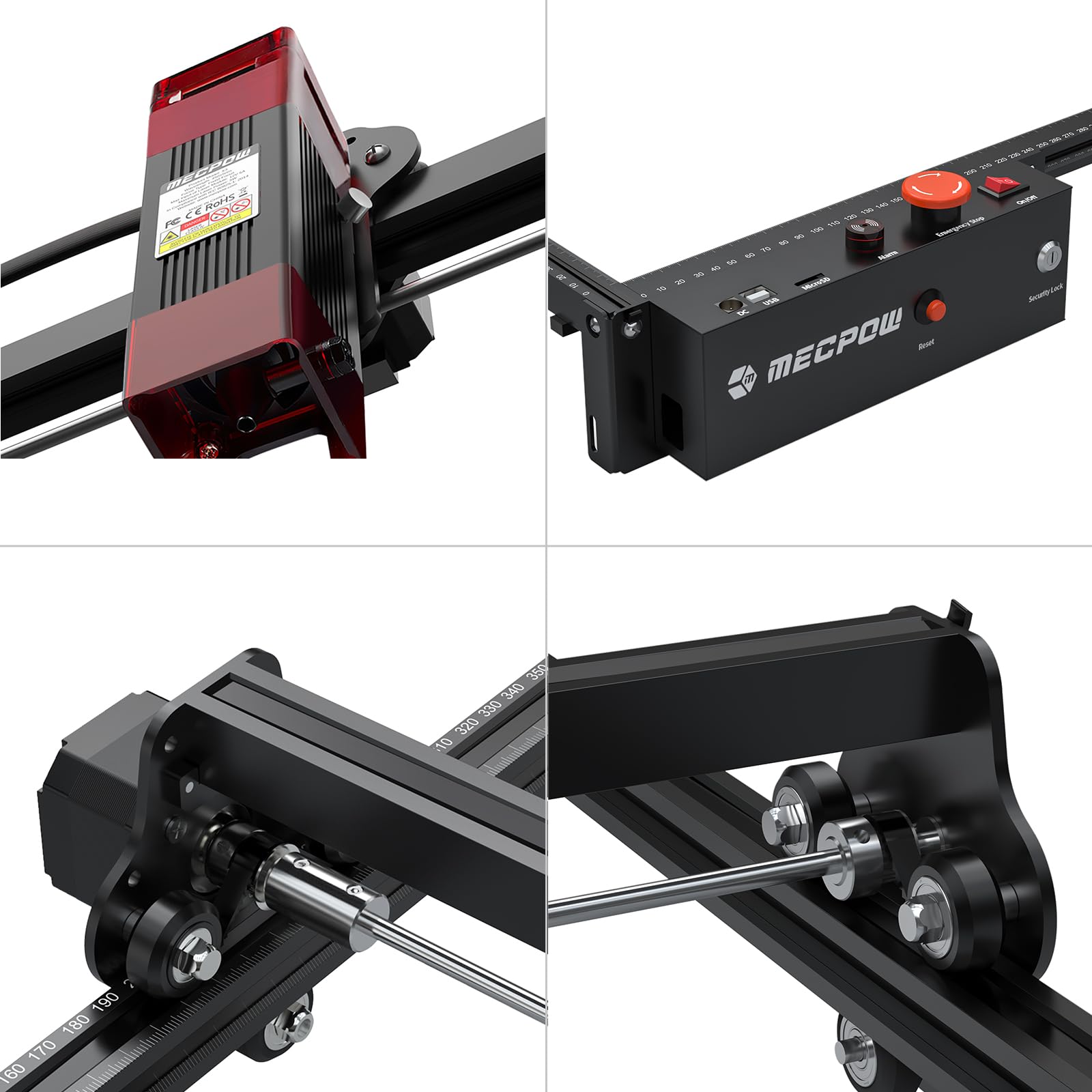 Mecpow X3 Pro Laser Engraving Machine with Air Assistance, 10W Engraving Machine Laser Cutter for Wood and Metal, 60W CNC Milling Machine with Emergency Stop, Flame and Gyro Detection, 410 x 400mm Area 