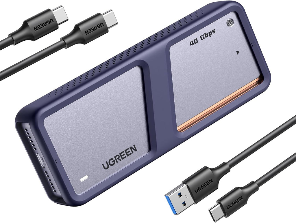 UGREEN USB 4 M2 Enclosure, 40Gbps NVMe Enclosure with Powerful Cooling Performance, USB M2 SSD Adapter for Data Storage, Compatible with MacBook Pro M4/M4 Pro and M4 Max, HP Celeron N4120, Mac mini M4 