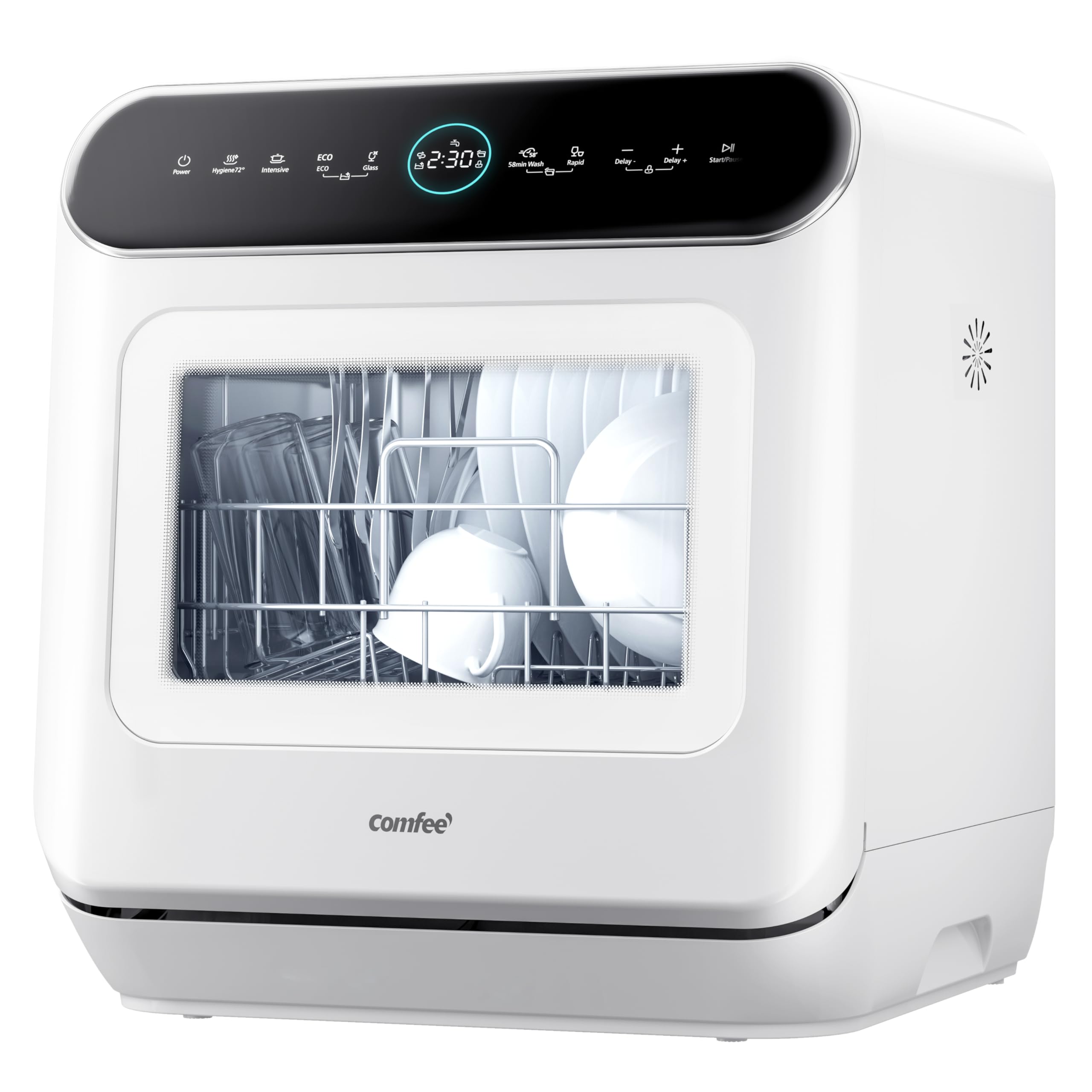 Midea ST 3.6F wi Countertop Dishwasher, 6 Wash Programs, Delay Start, Extra Drying Function, IOT Control, Mini Dishwasher, Ideal for Small Apartments, White 
